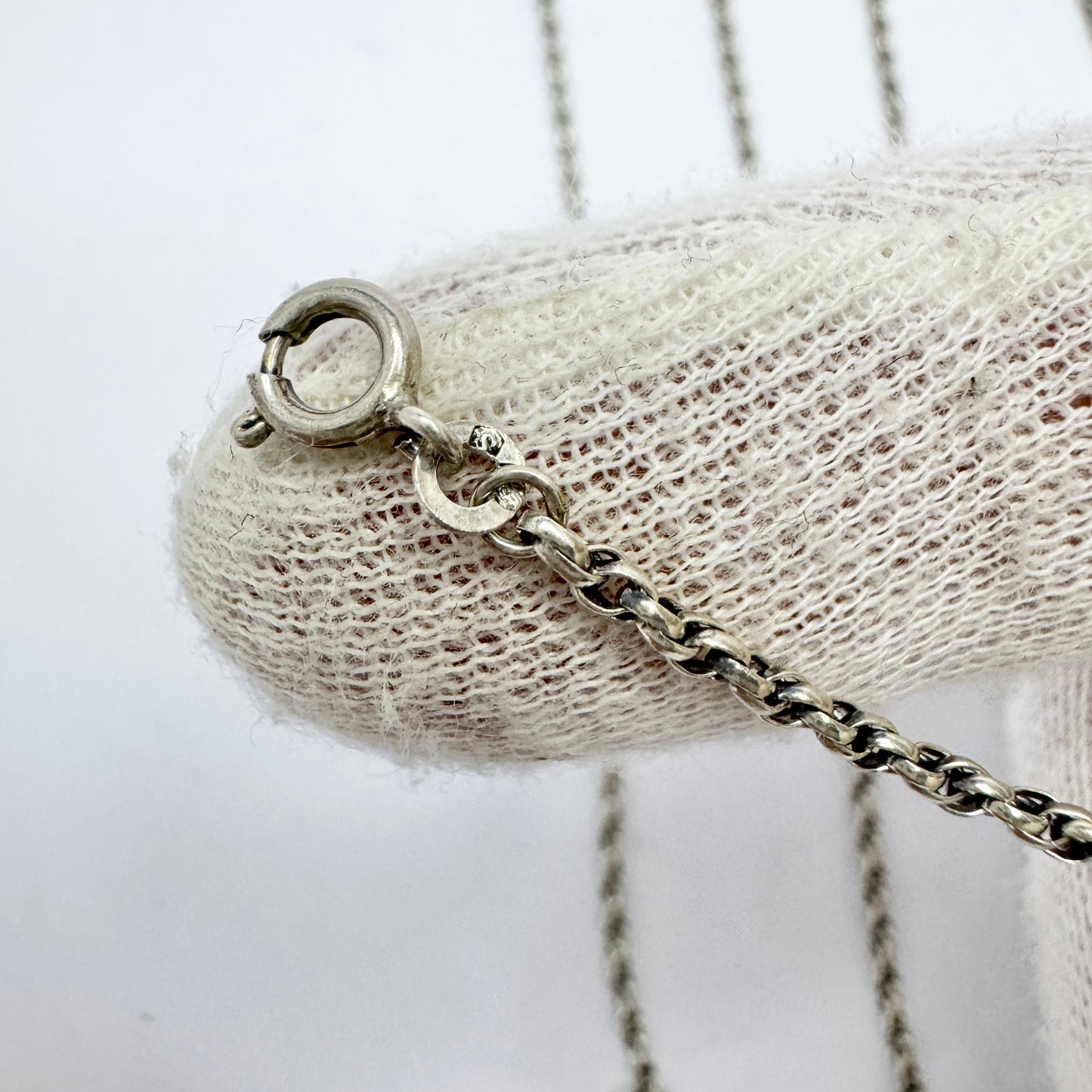 Sweden 1940-50s. Vintage 39 in Solid Silver Chain Necklace.