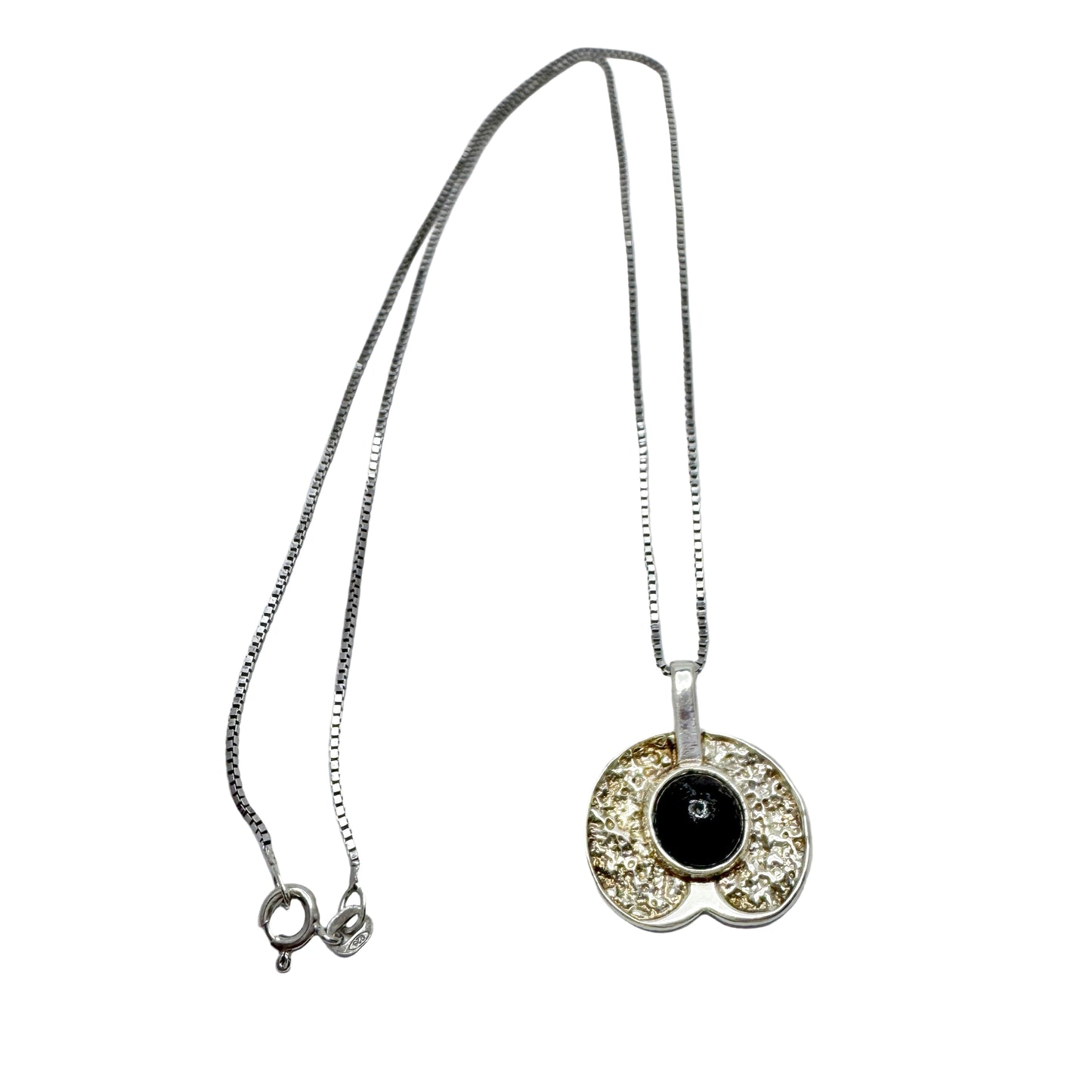 Ove Nordström, Sweden 1984. Vintage Sterling SIlver Syenite Pendant Necklace.