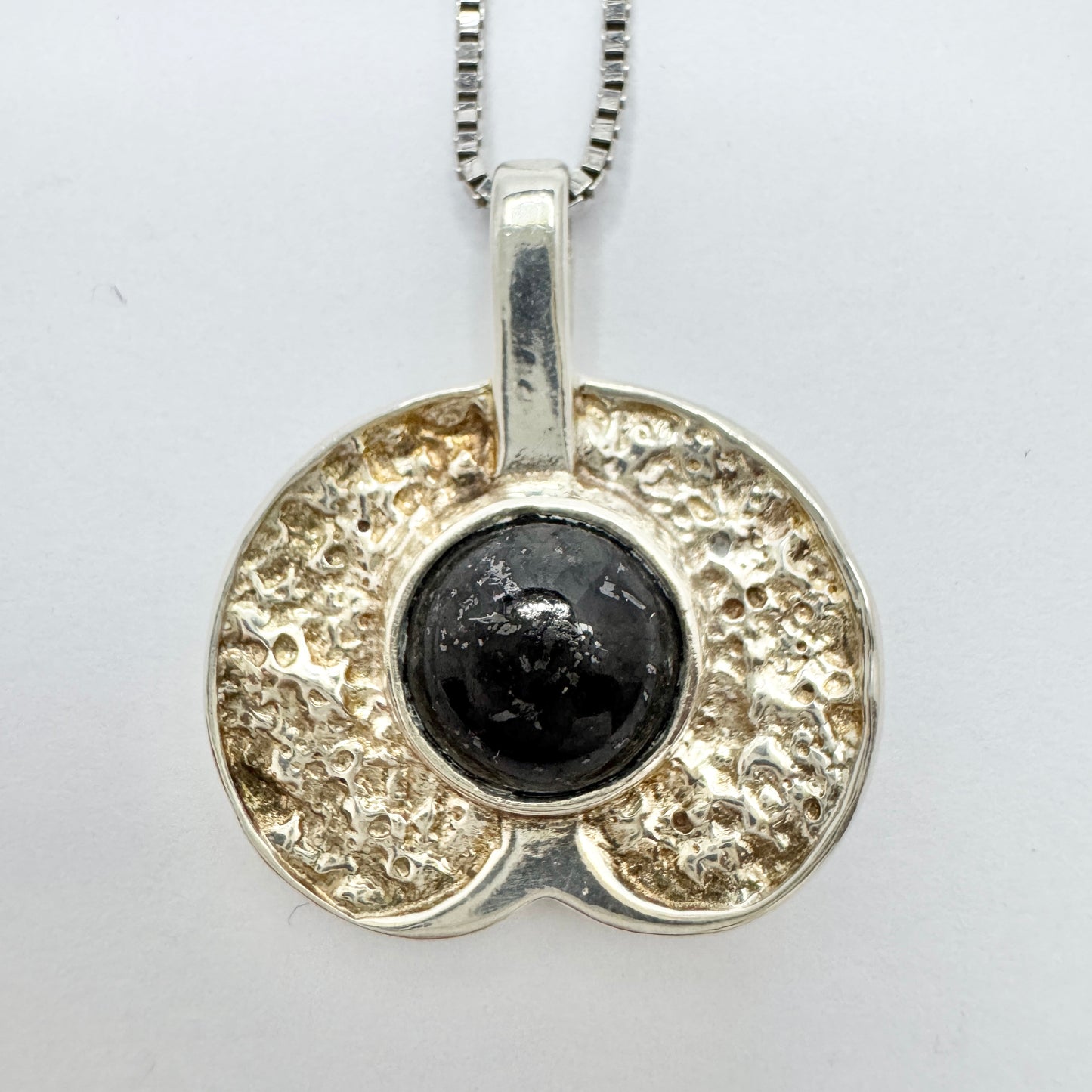 Ove Nordström, Sweden 1984. Vintage Sterling SIlver Syenite Pendant Necklace.
