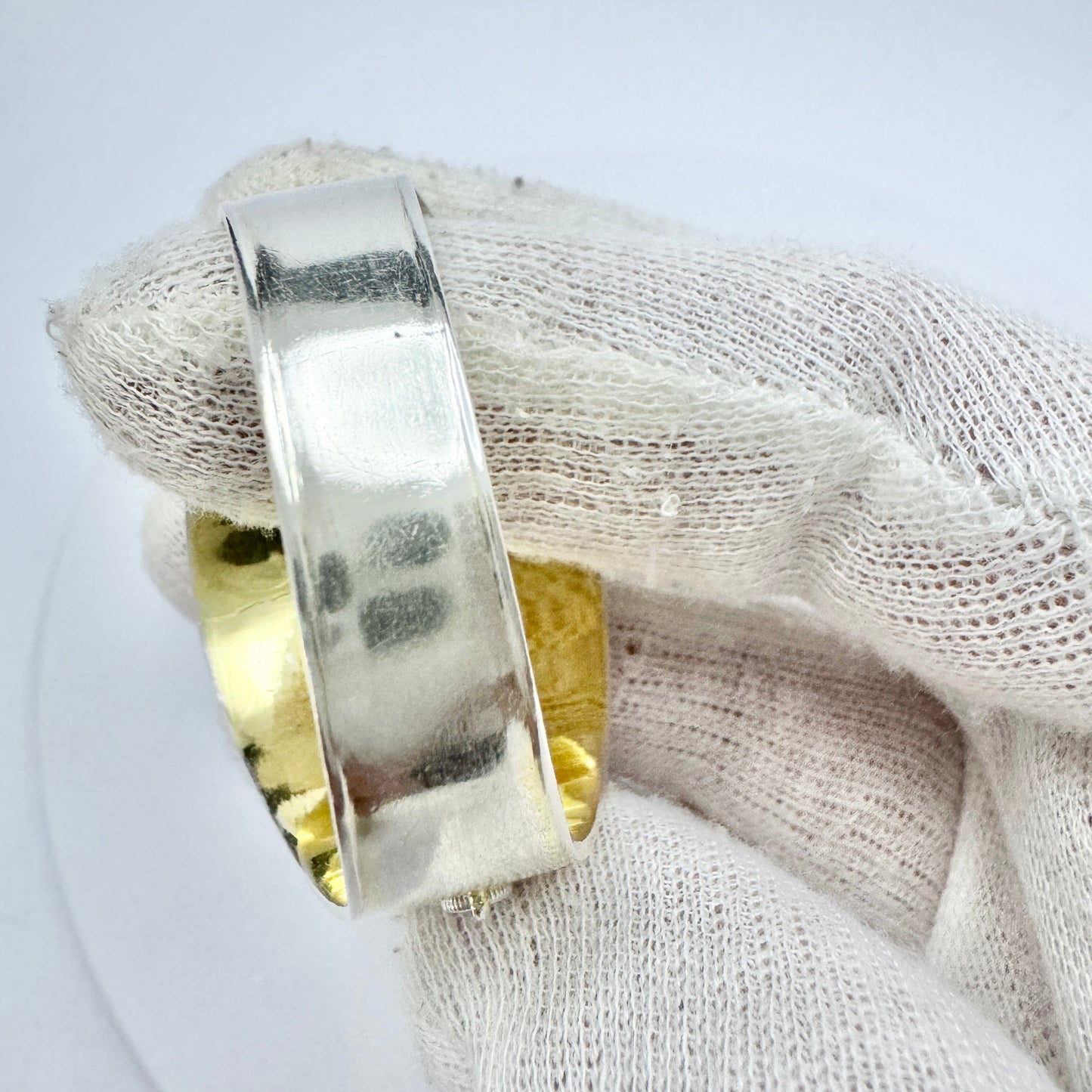 J.E. Petterson Sweden 1892. Antique Solid Silver Scarf Ring.