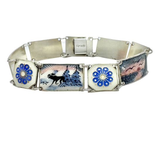 David-Andersen, Norway c 1950s. Sterling Silver Enamel Bracelet.