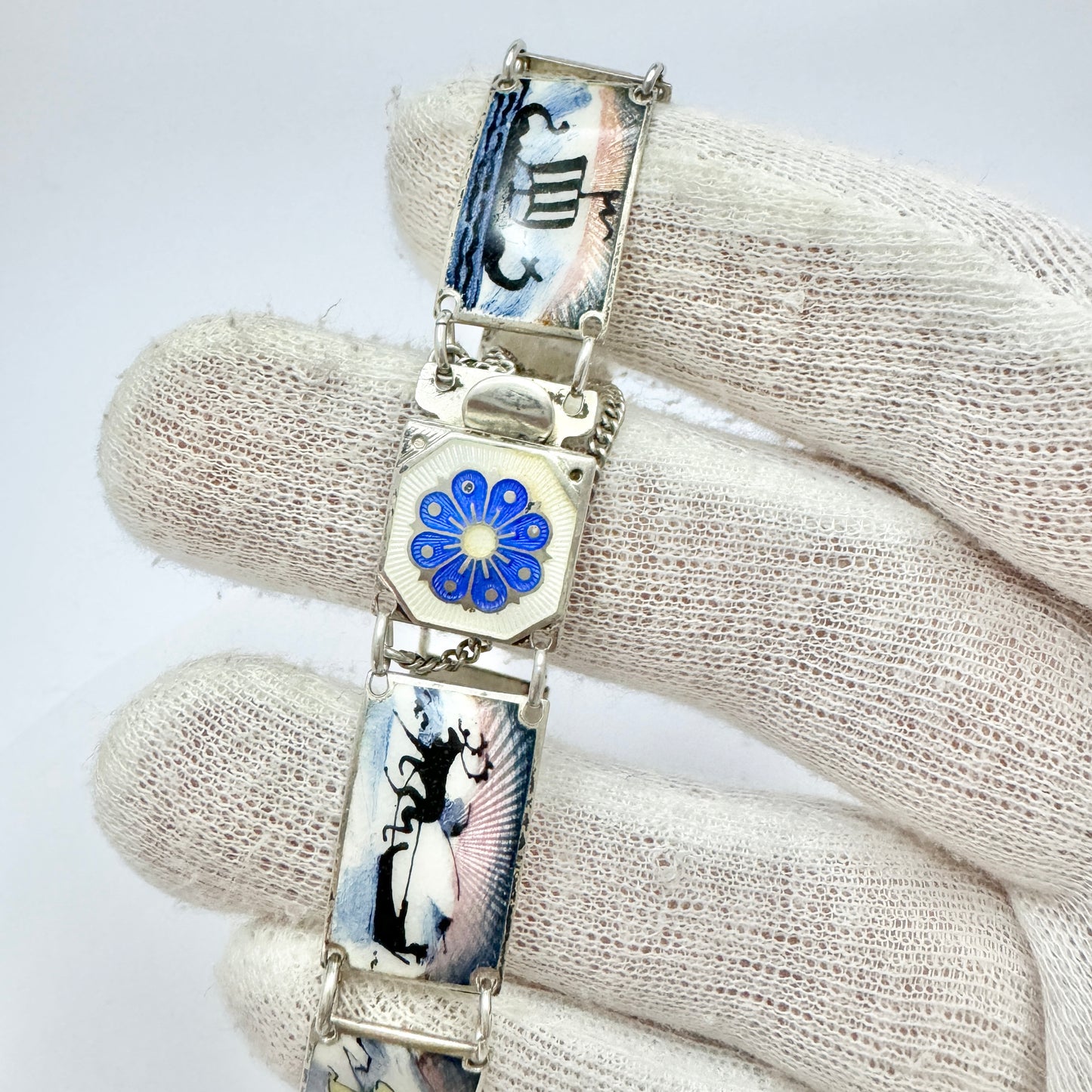 David-Andersen, Norway c 1950s. Sterling Silver Enamel Bracelet.