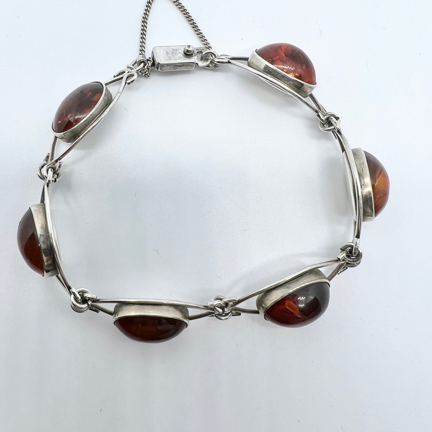 Herman Siersbol / Fischlandschmuck Vintage Solid Silver Amber Bracelet.