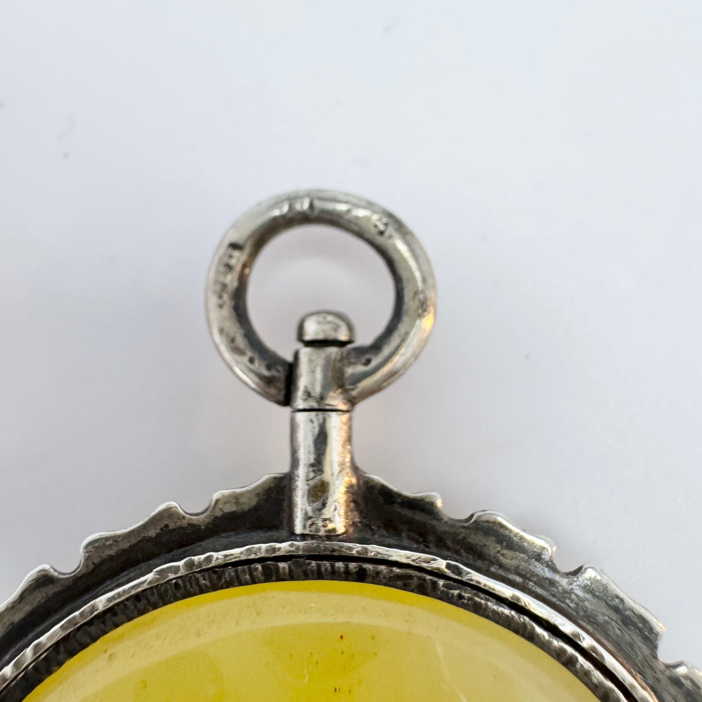 Sweden ca 1880s Antique Solid Silver Agate Watch Key Pendant.