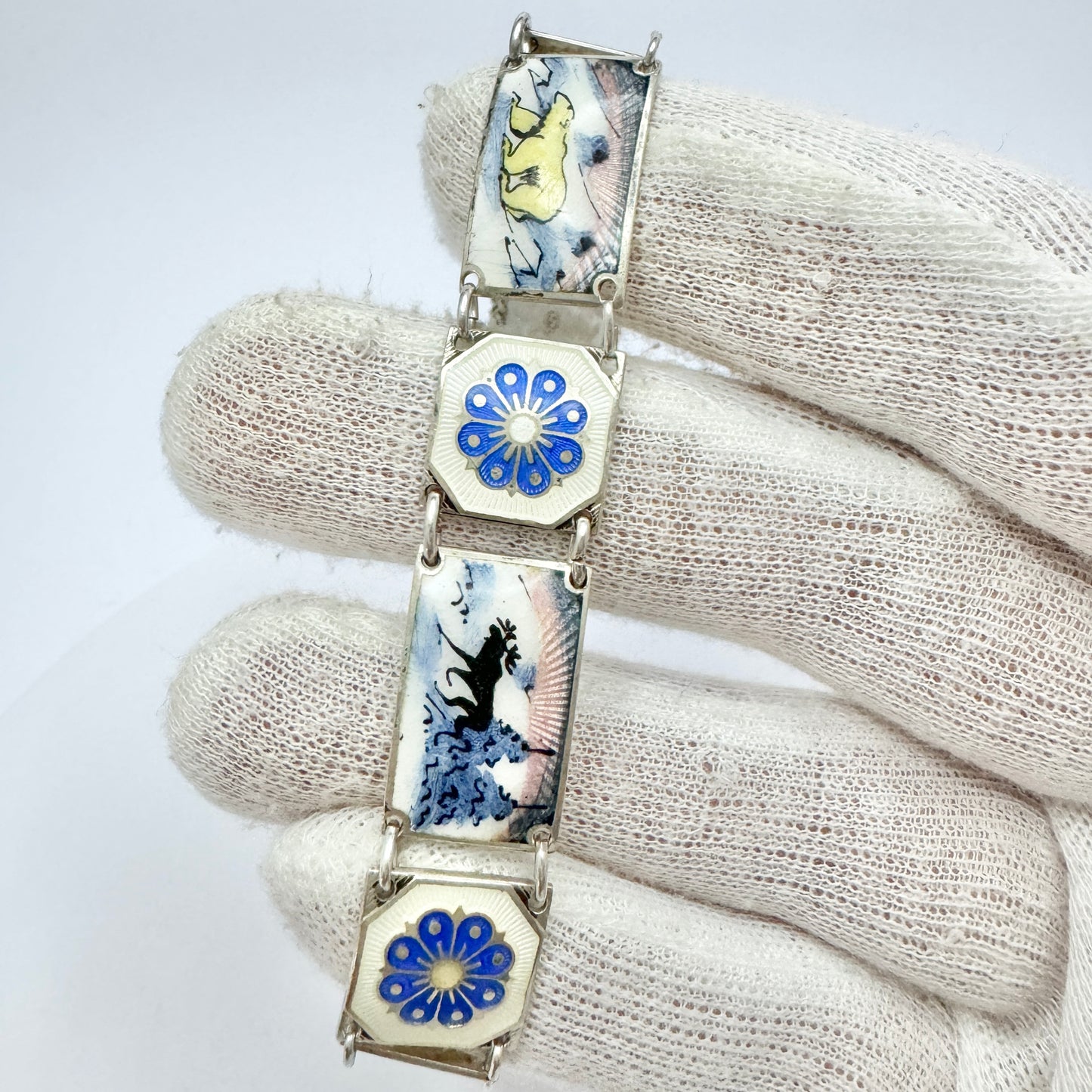 David-Andersen, Norway c 1950s. Sterling Silver Enamel Bracelet.