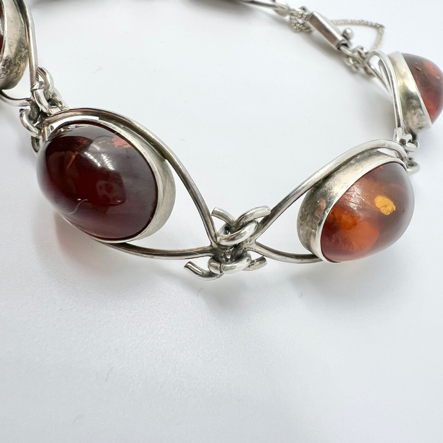 Herman Siersbol / Fischlandschmuck Vintage Solid Silver Amber Bracelet.