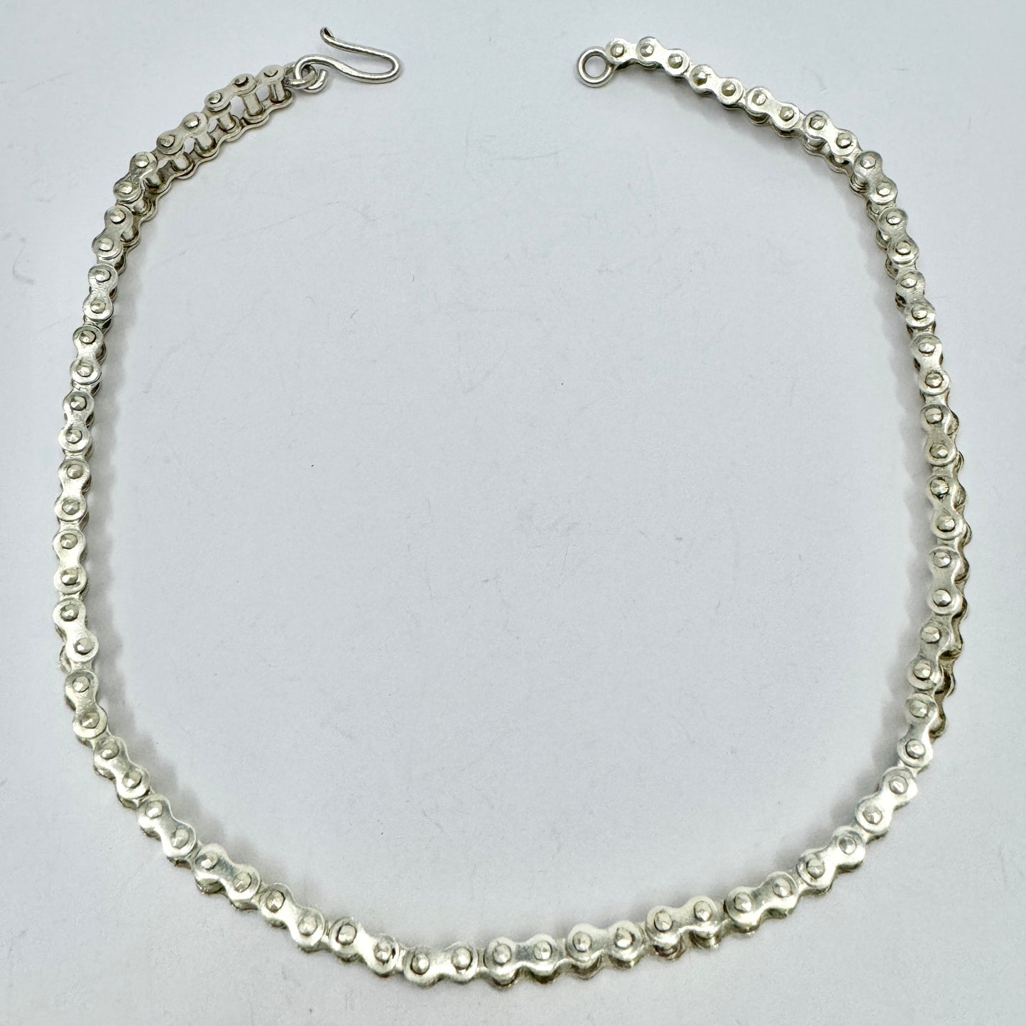 Vintage Sterling Silver Bike Chain Necklace.