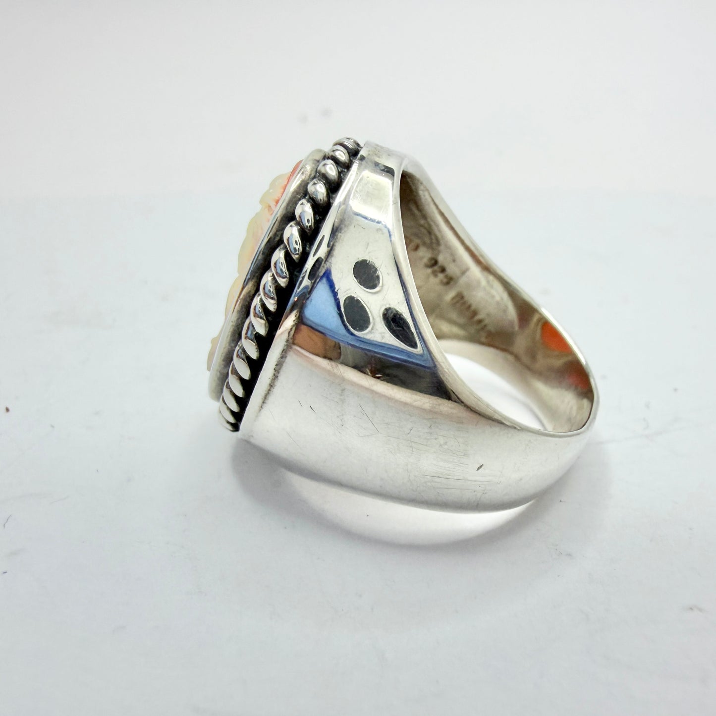 Thailand, Bold Vintage Sterling Silver Cameo Ring.