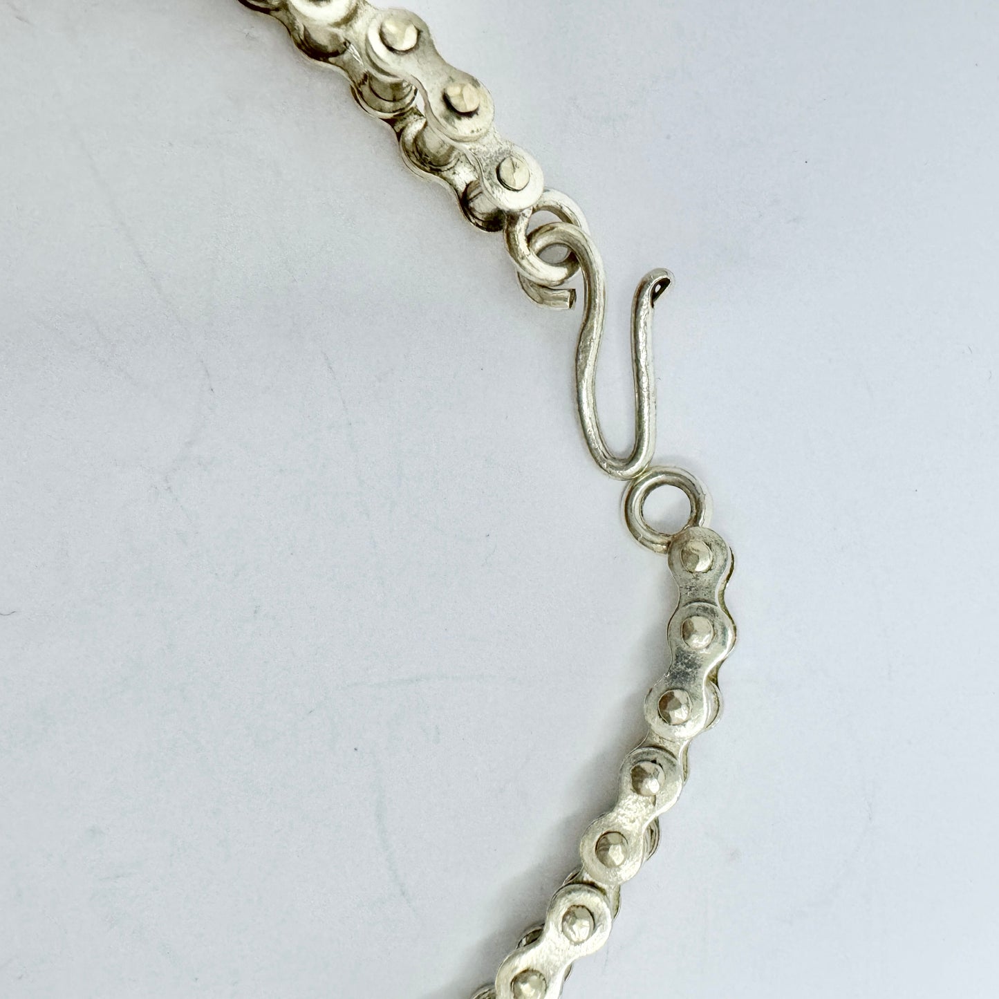 Vintage Sterling Silver Bike Chain Necklace.