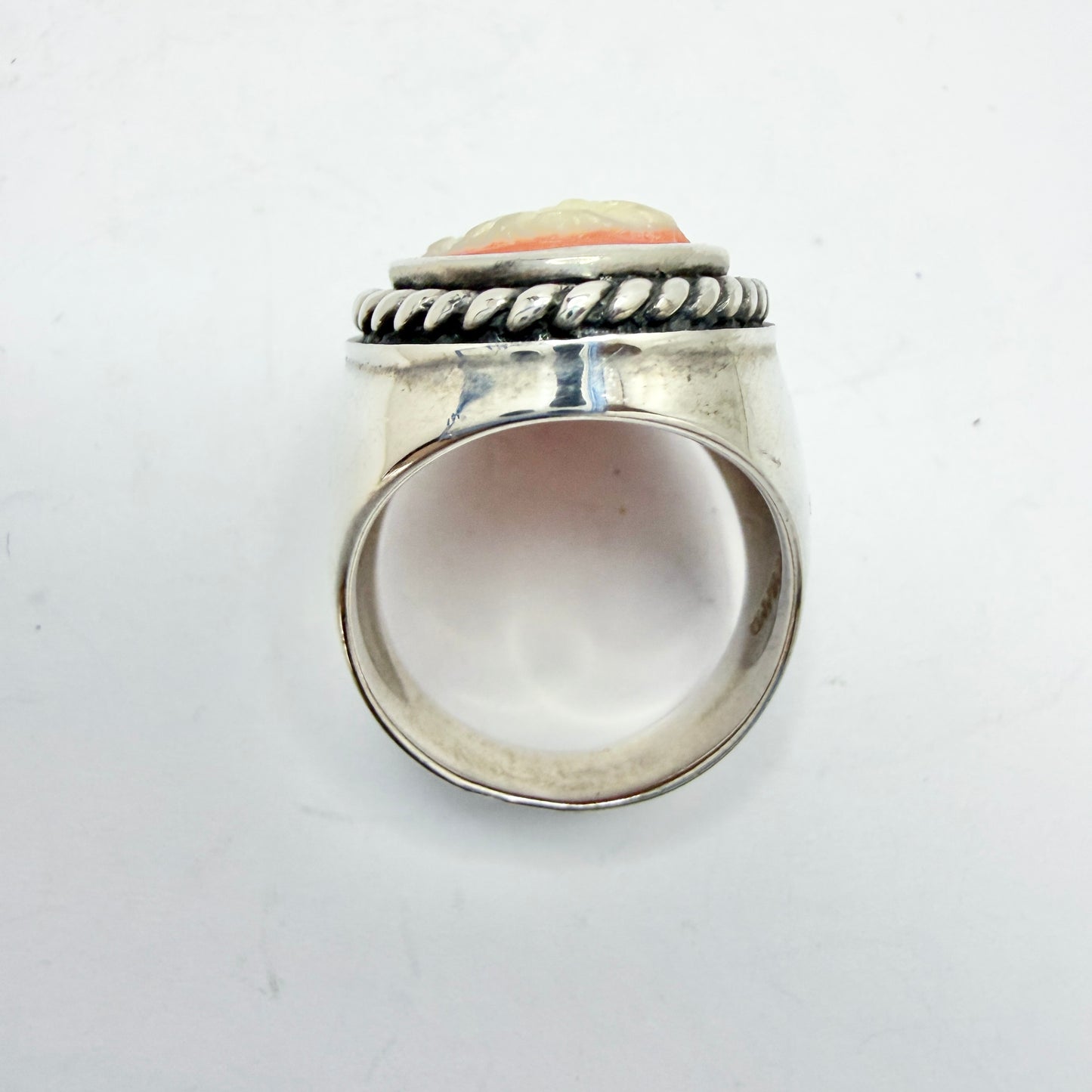 Thailand, Bold Vintage Sterling Silver Cameo Ring.