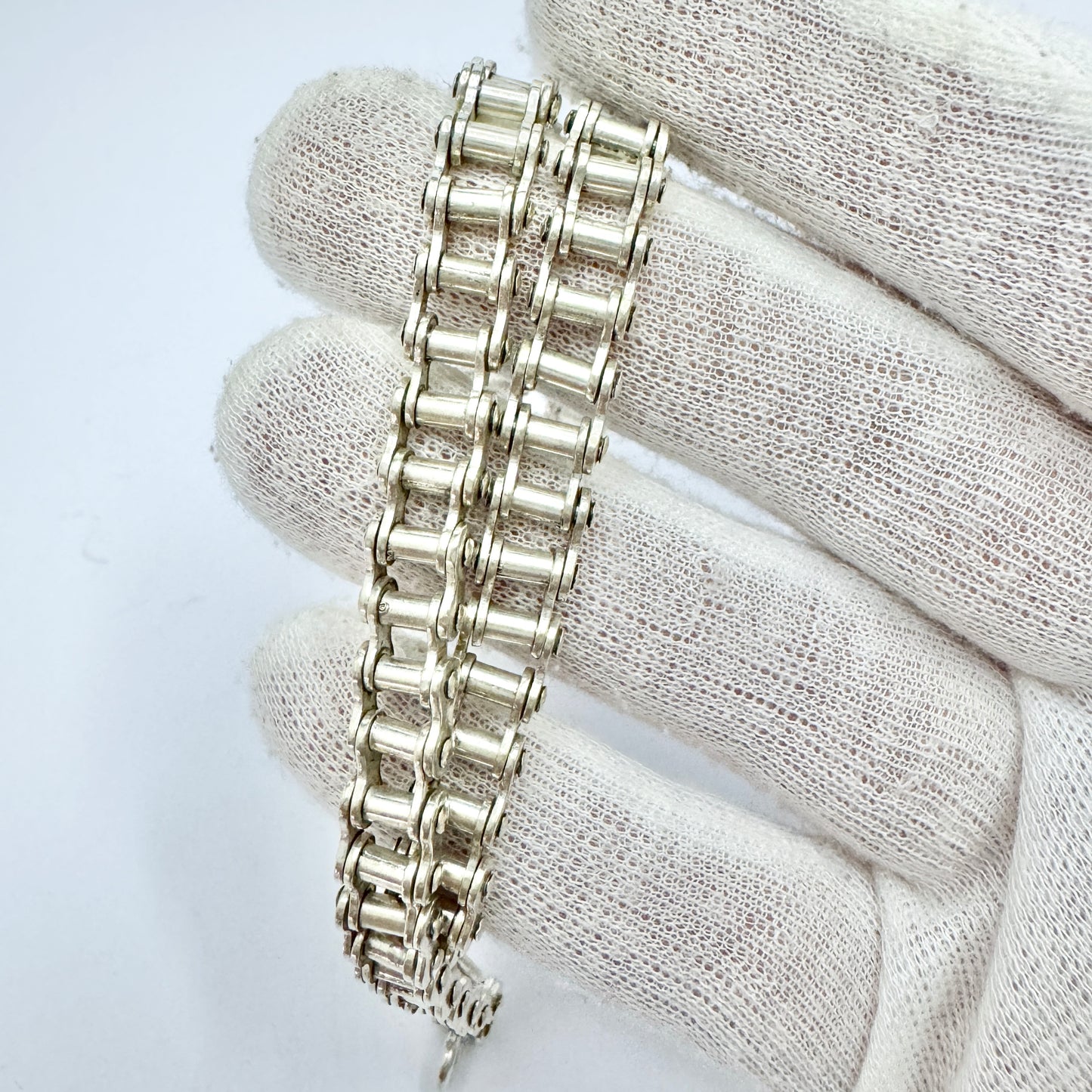 Vintage Sterling Silver Bike Chain Necklace.