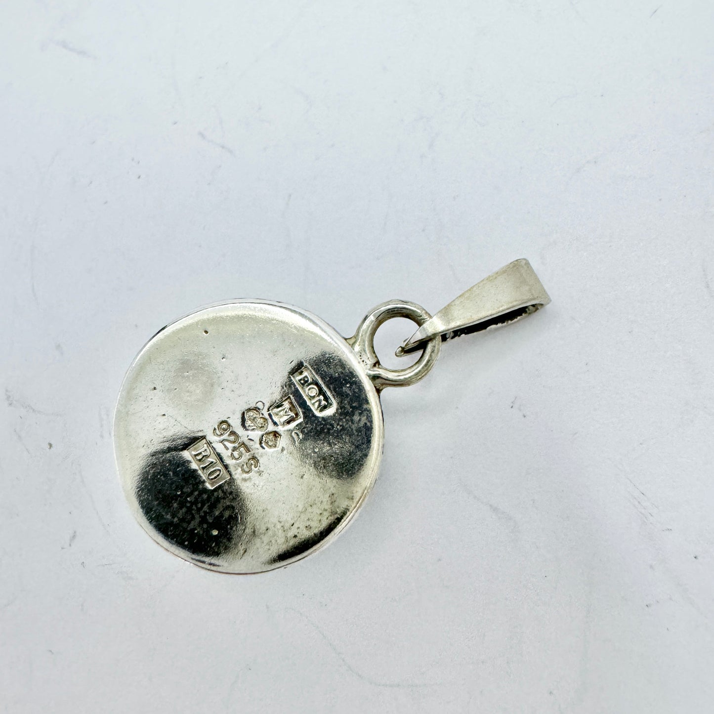 O Nordström, Sweden 1975. Vintage Sterling Silver Bergslagen-stone Small Pendant.