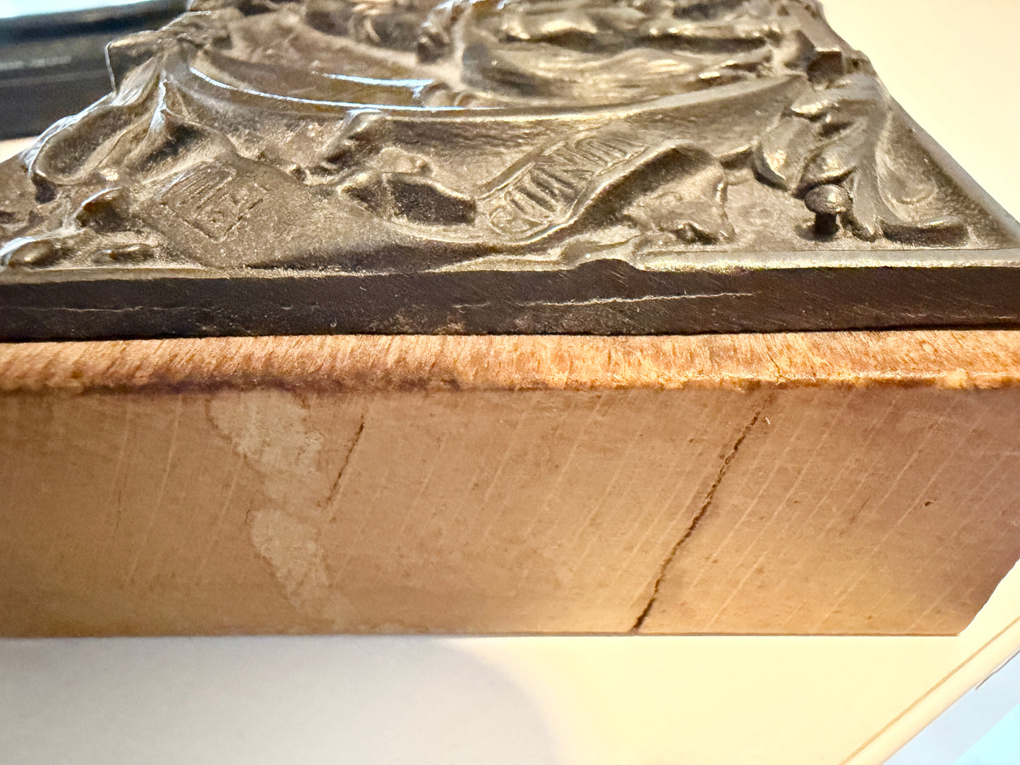 Antique c 1900. Otto von Bismarck "Knight in Shining Armor" Cast Iron Plaque Paperweight.