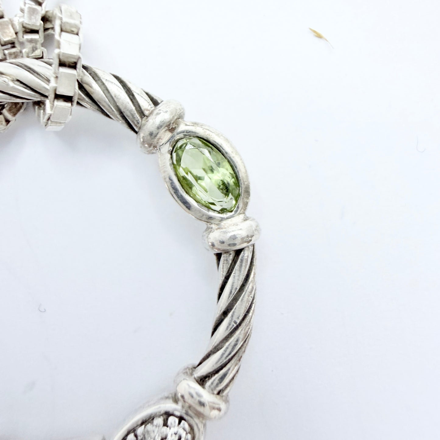 David Yurman. Vintage Sterling Silver Confetti Pendant + Long Chain.