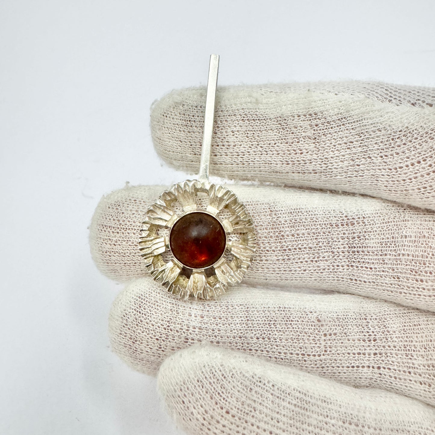 Niels Erik From, Denmark c 1960s. Sterling Silver Amber Pendant.