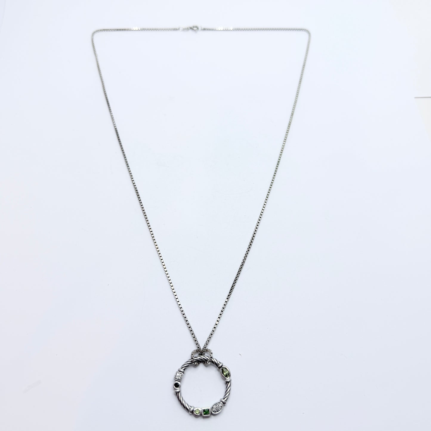 David Yurman. Vintage Sterling Silver Confetti Pendant + Long Chain.