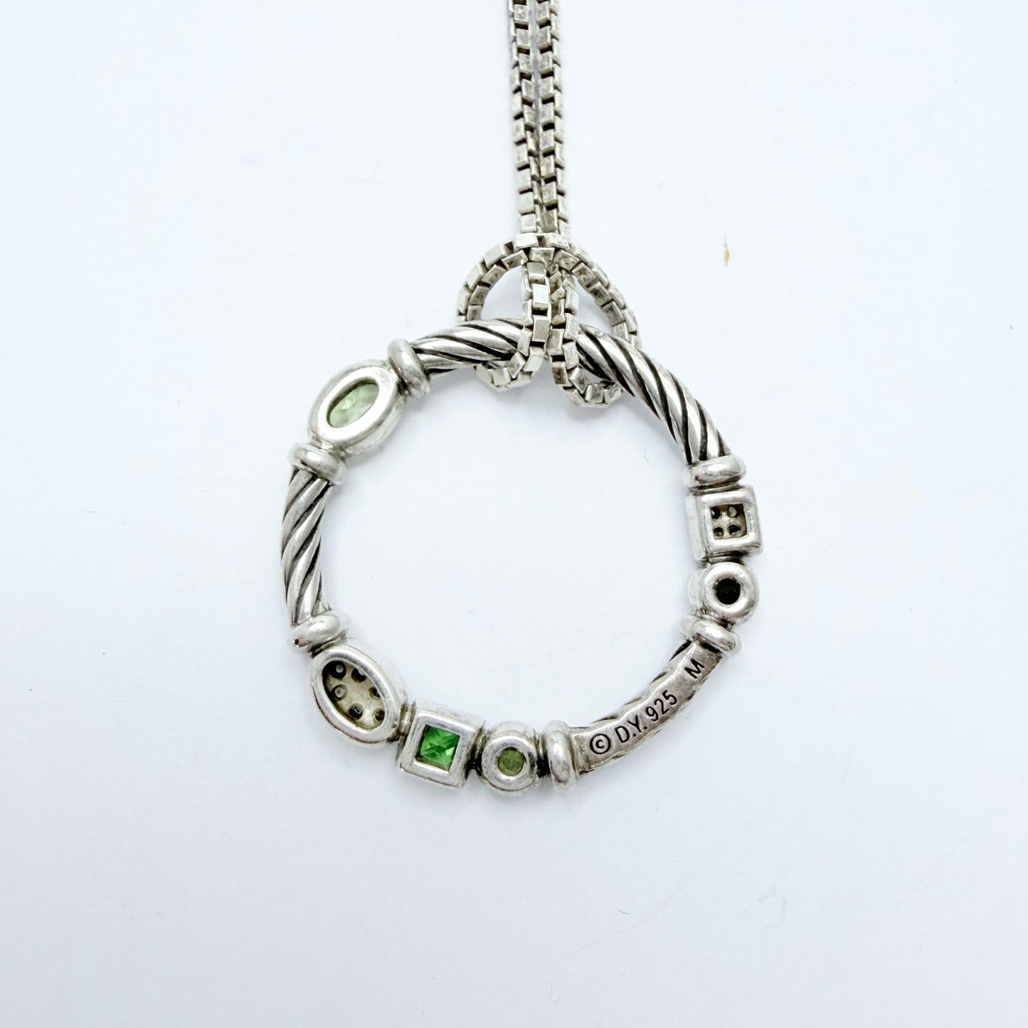 David Yurman. Vintage Sterling Silver Confetti Pendant + Long Chain.