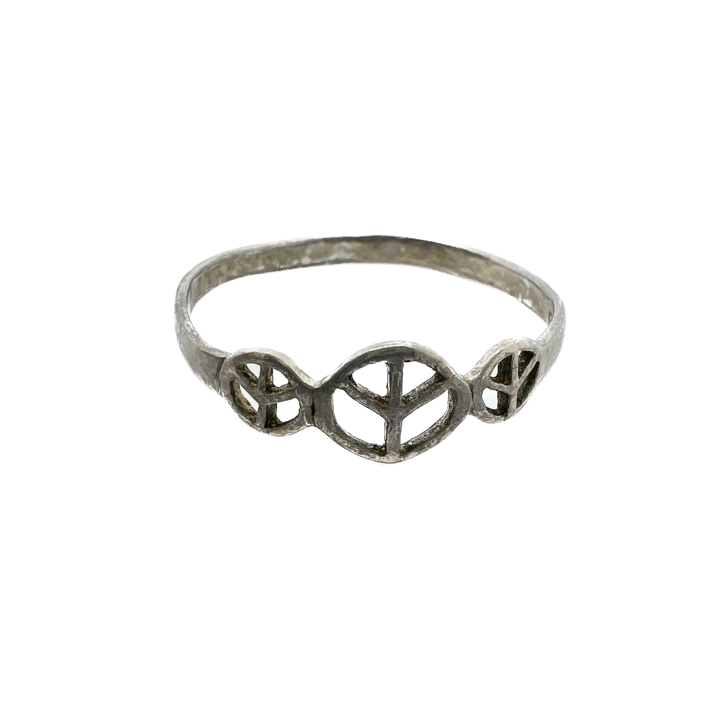 Vintage 1960-70s Sterling Silver Hippie Peace Sign Ring.