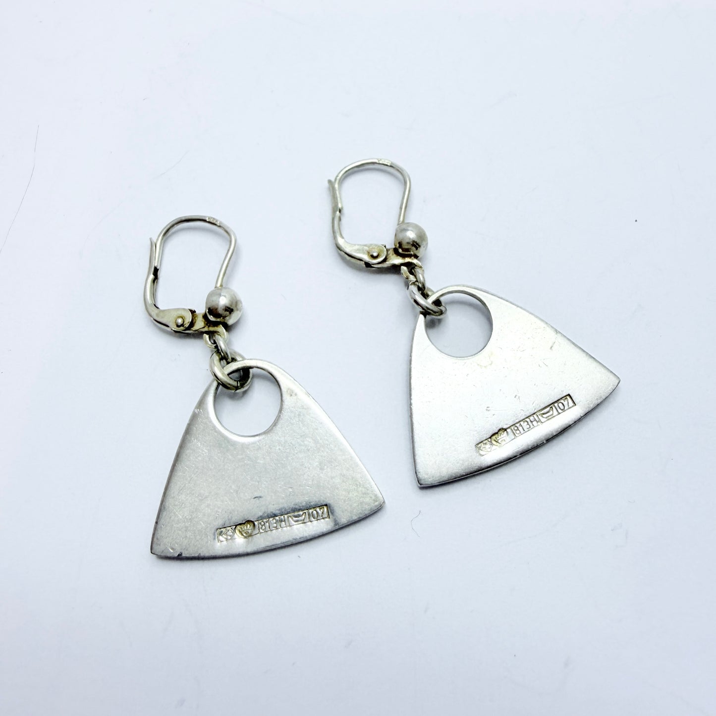 Erik Granit, Finland 1967. Vintage Solid Silver Earrings.
