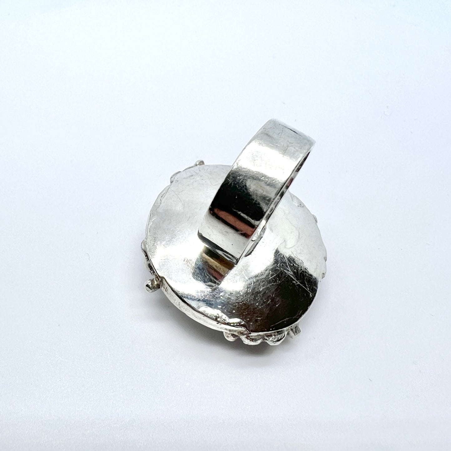 Isaac Cohen, Sweden 1969 Bold Vintage Modernist Sterling Silver Ring. Signed