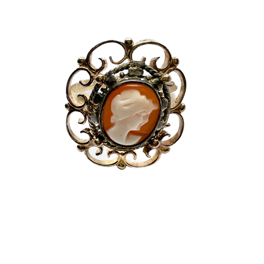 Vintage 18k Gold / 830 Silver Cameo Ring