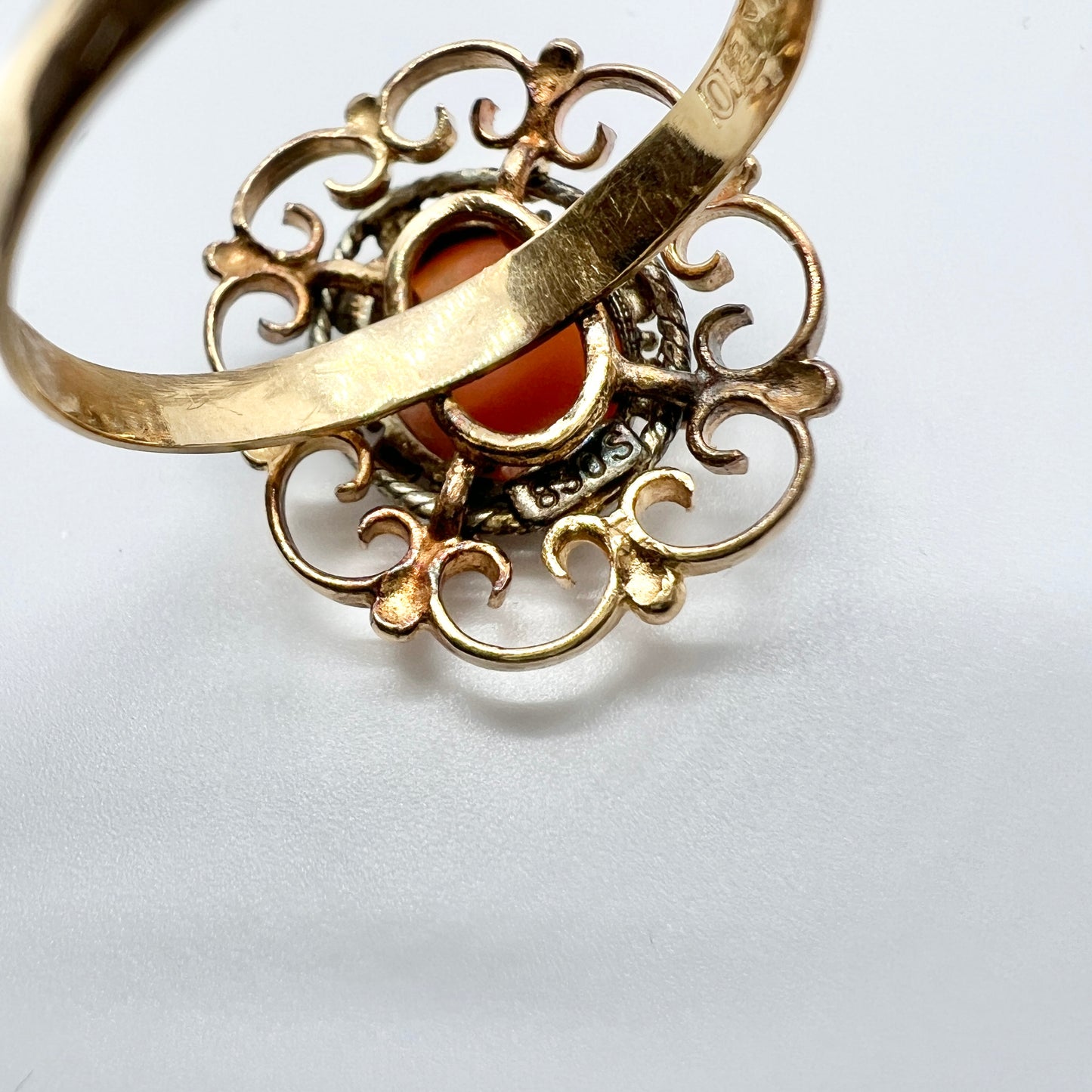 Vintage 18k Gold / 830 Silver Cameo Ring