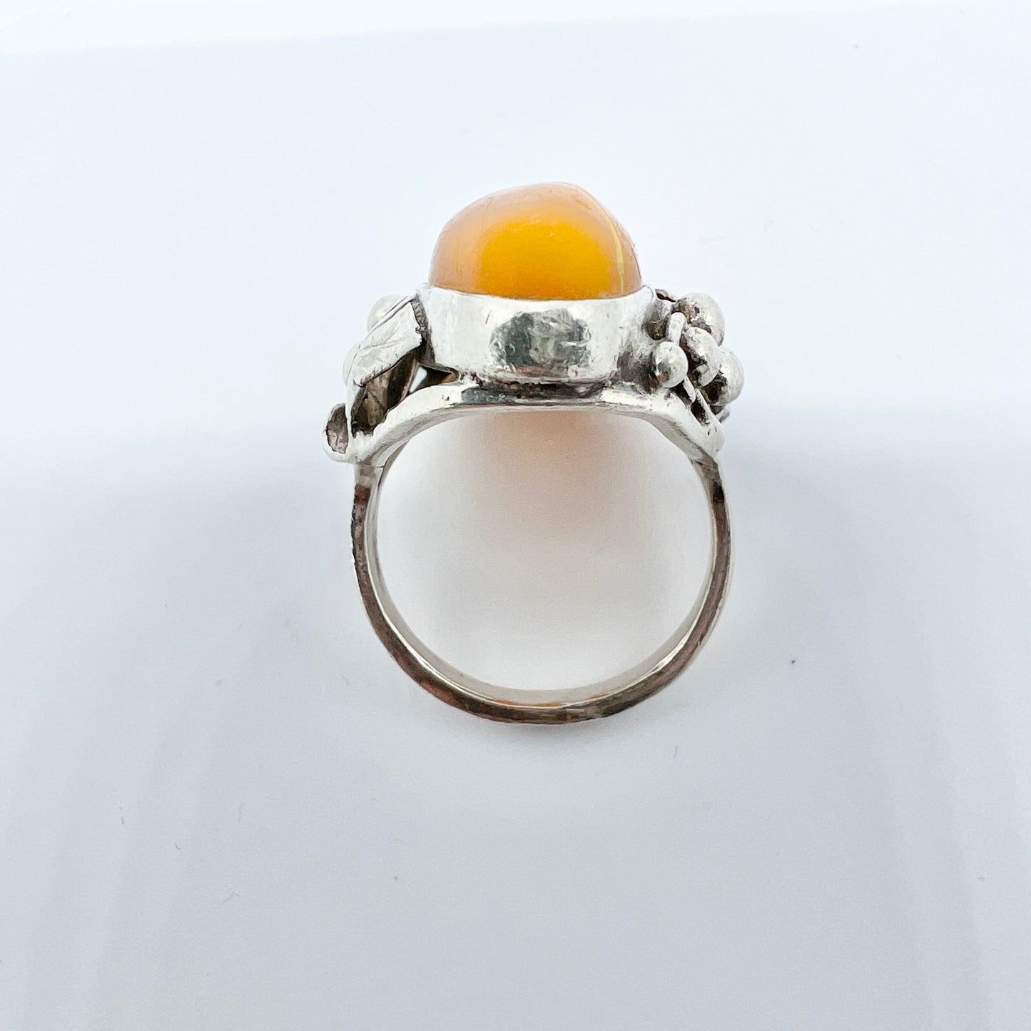 Warsaw, Poland. Vintage Sterling Silver Baltic Amber Ring.