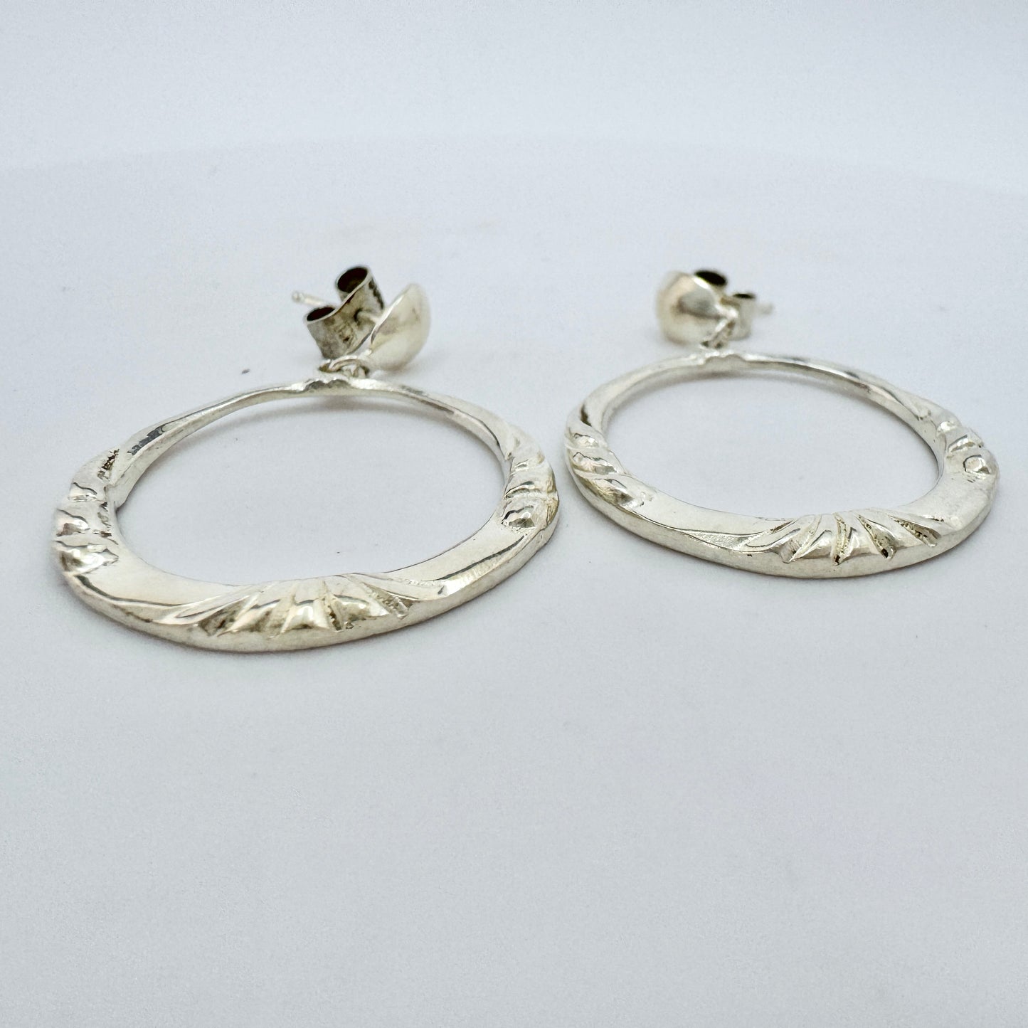 Sweden c 1950-60s. Solid Silver Earrings. Probably Victor Janson.