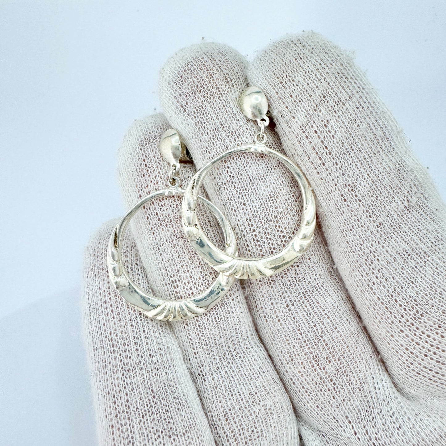 Sweden c 1950-60s. Solid Silver Earrings. Probably Victor Janson.