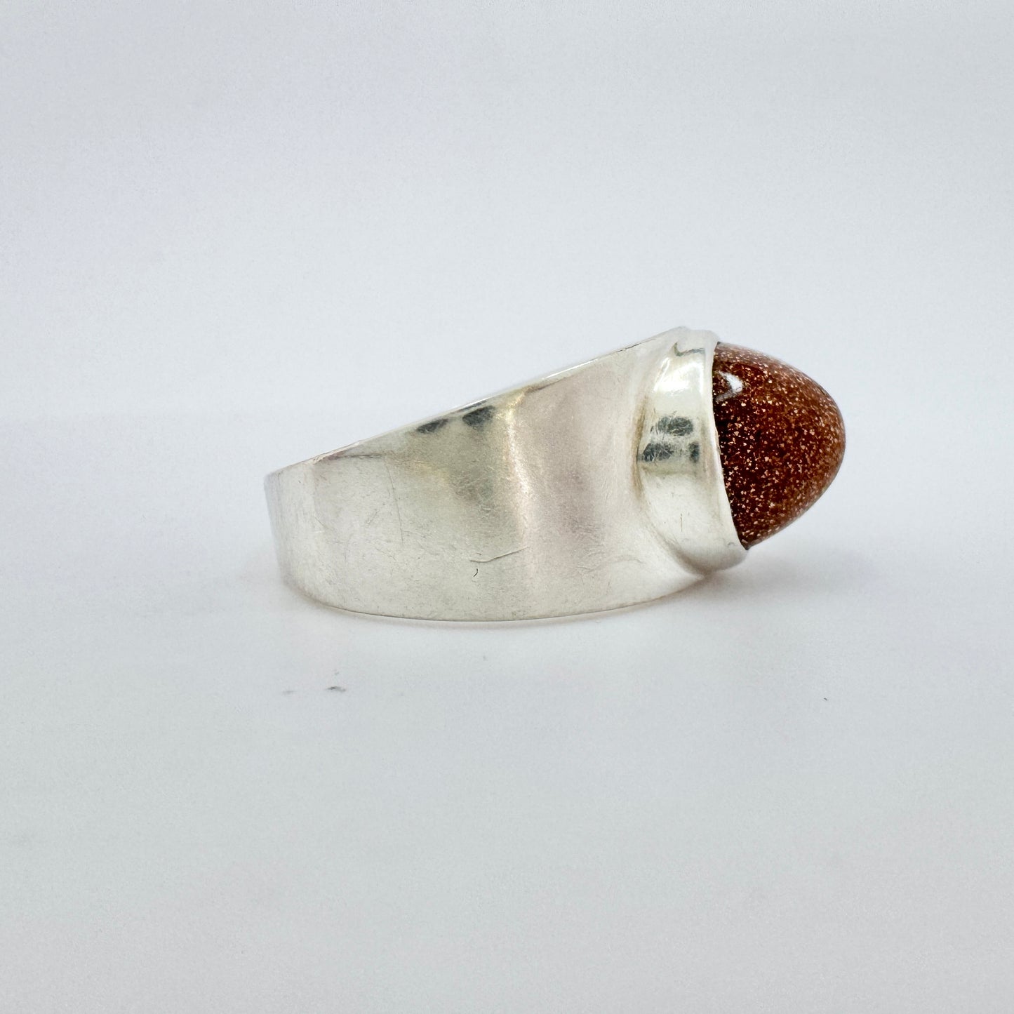 Erik Granit, Finland year 1960. Vintage Solid Silver Goldstone Ring.