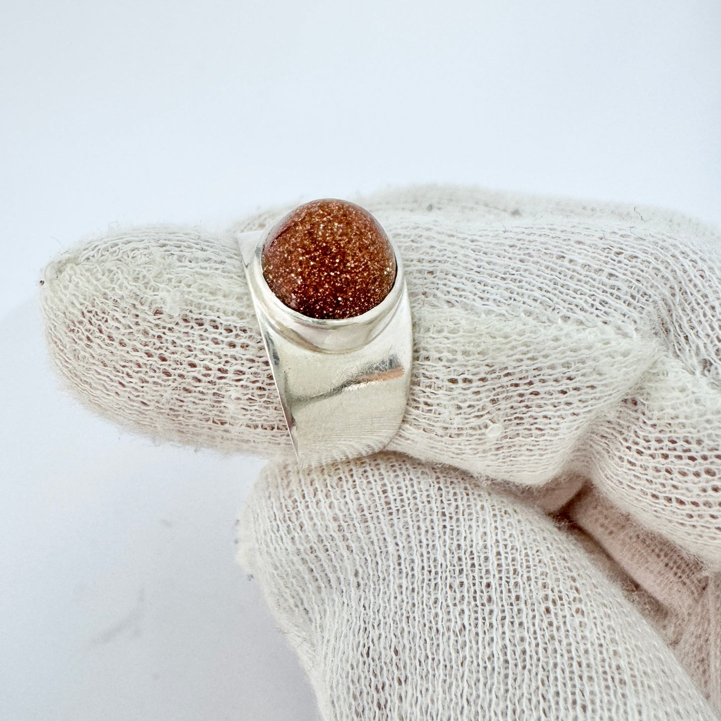 Erik Granit, Finland year 1960. Vintage Solid Silver Goldstone Ring.