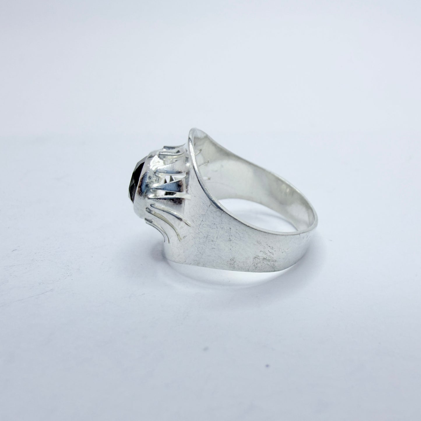 Vintage 1960s. Solid Silver Rock Crystal Ring.