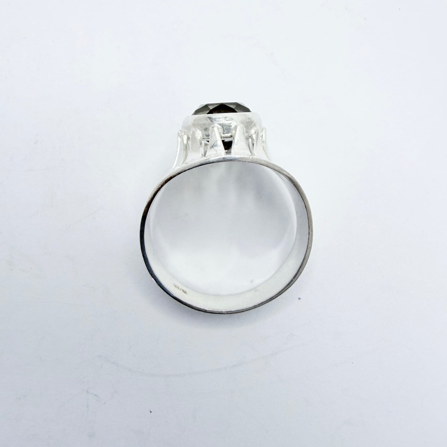 Vintage 1960s. Solid Silver Rock Crystal Ring.