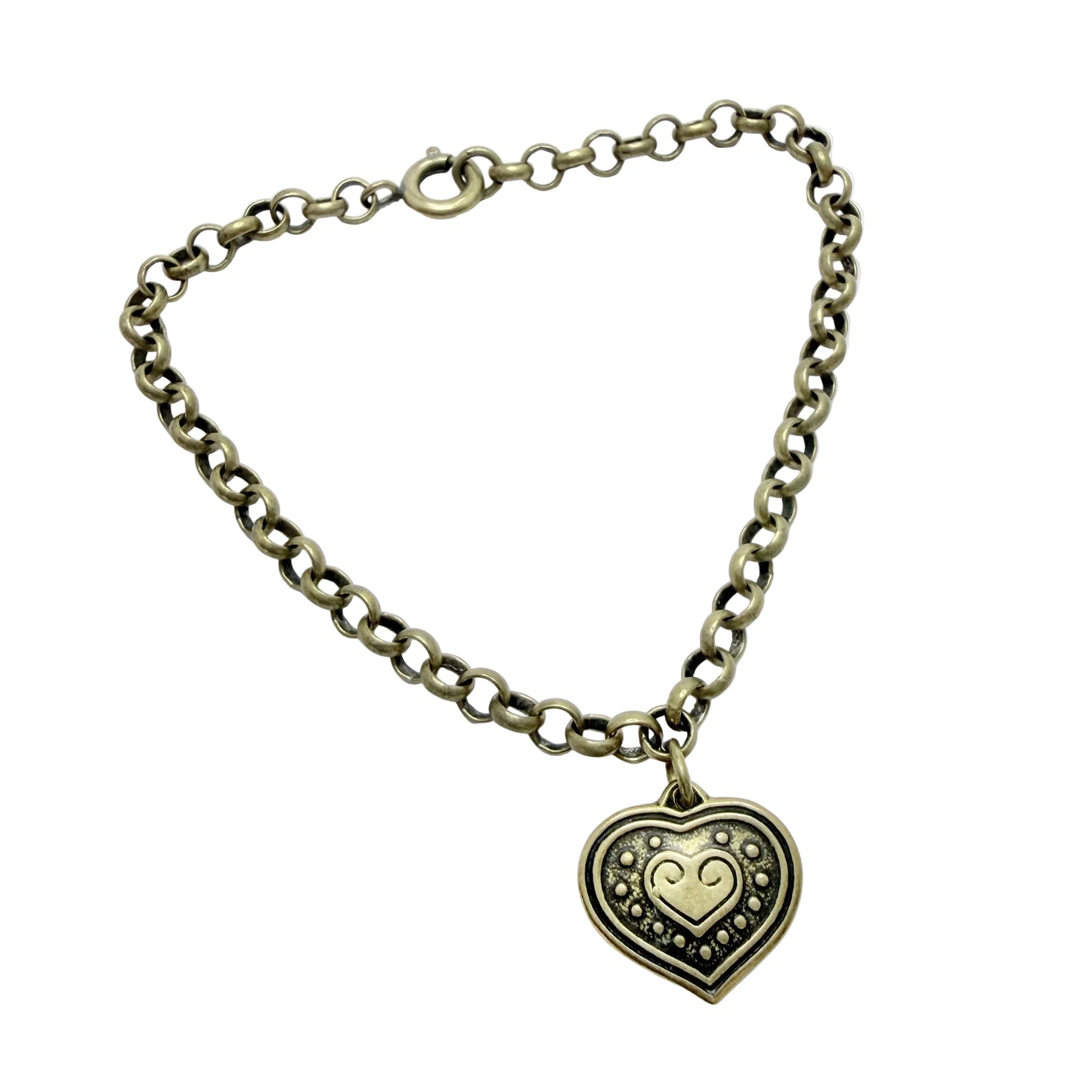 Kalevala Koru, Finland. Vintage Bronze Heart Charm Bracelet.