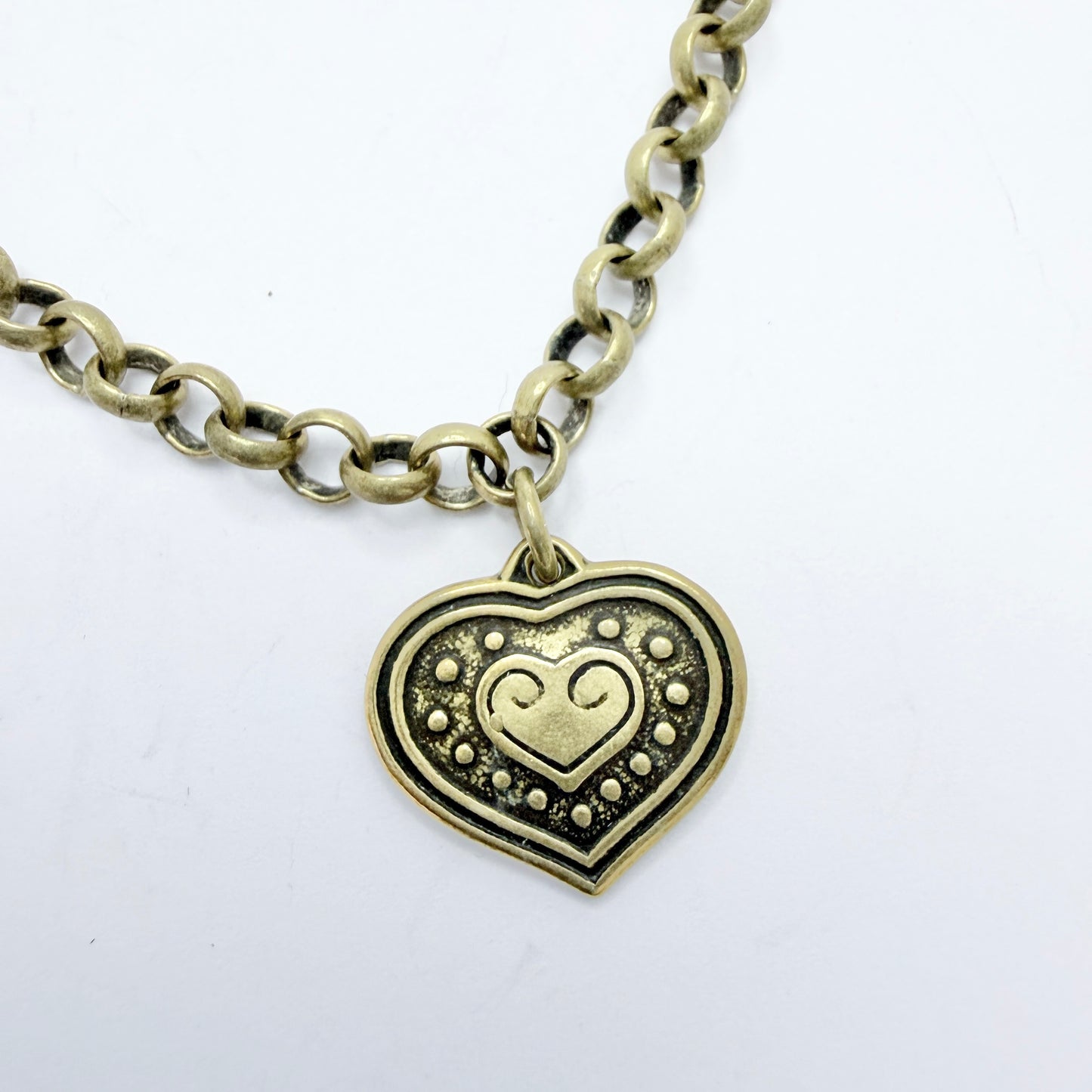 Kalevala Koru, Finland. Vintage Bronze Heart Charm Bracelet.