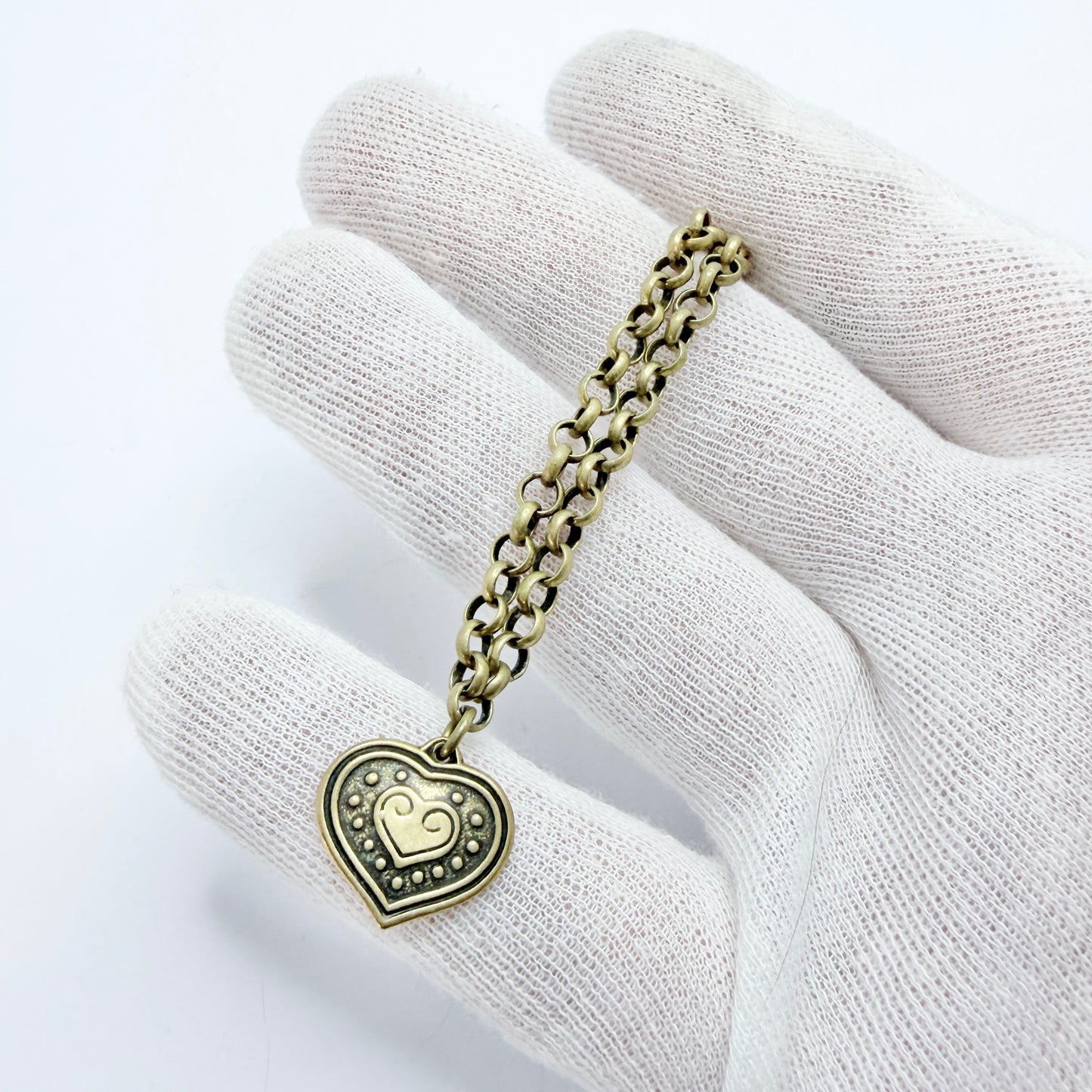 Kalevala Koru, Finland. Vintage Bronze Heart Charm Bracelet.