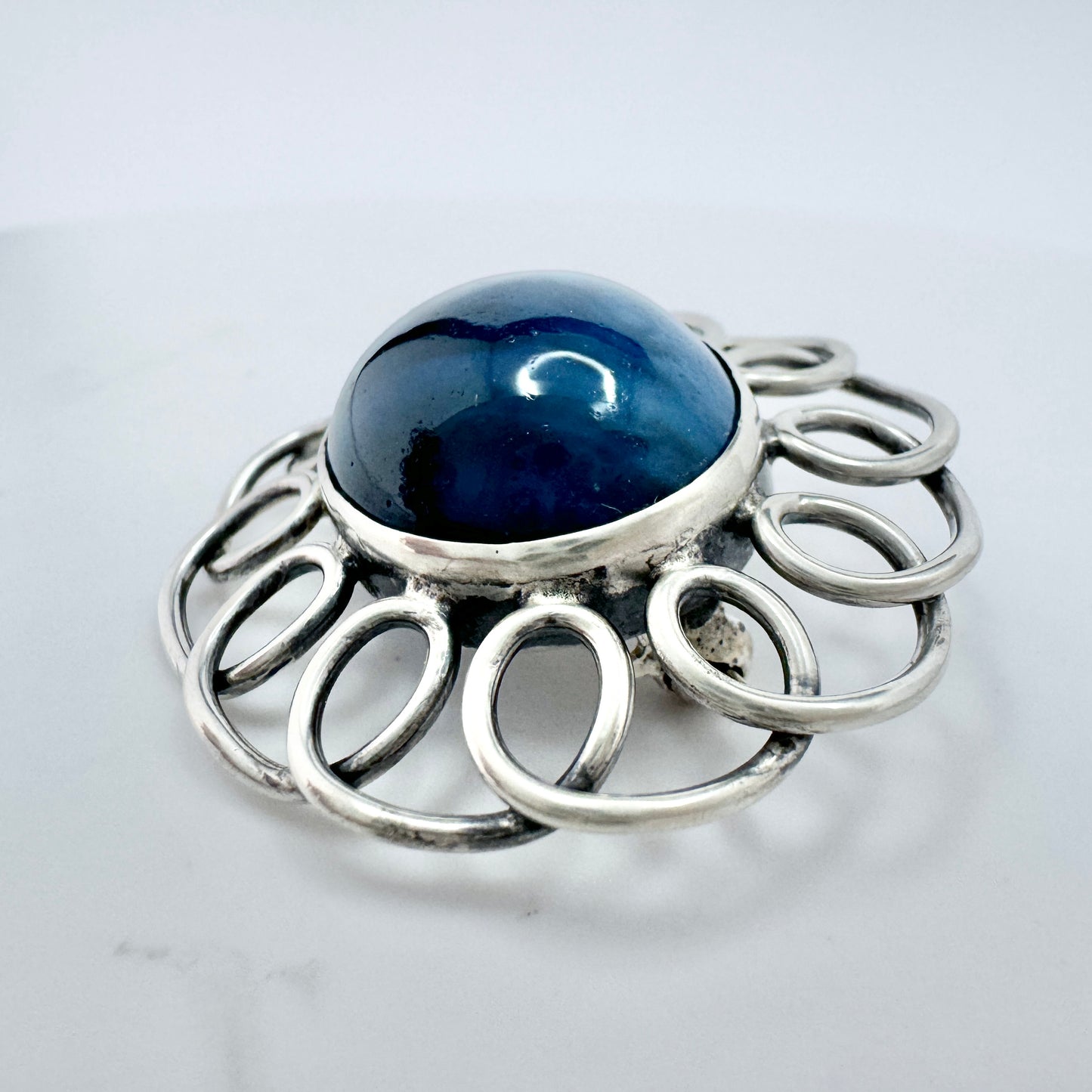 Mossbäck & Lindgren, Sweden 1954. Vintage Sterling Silver Bergslagen-stone Brooch.