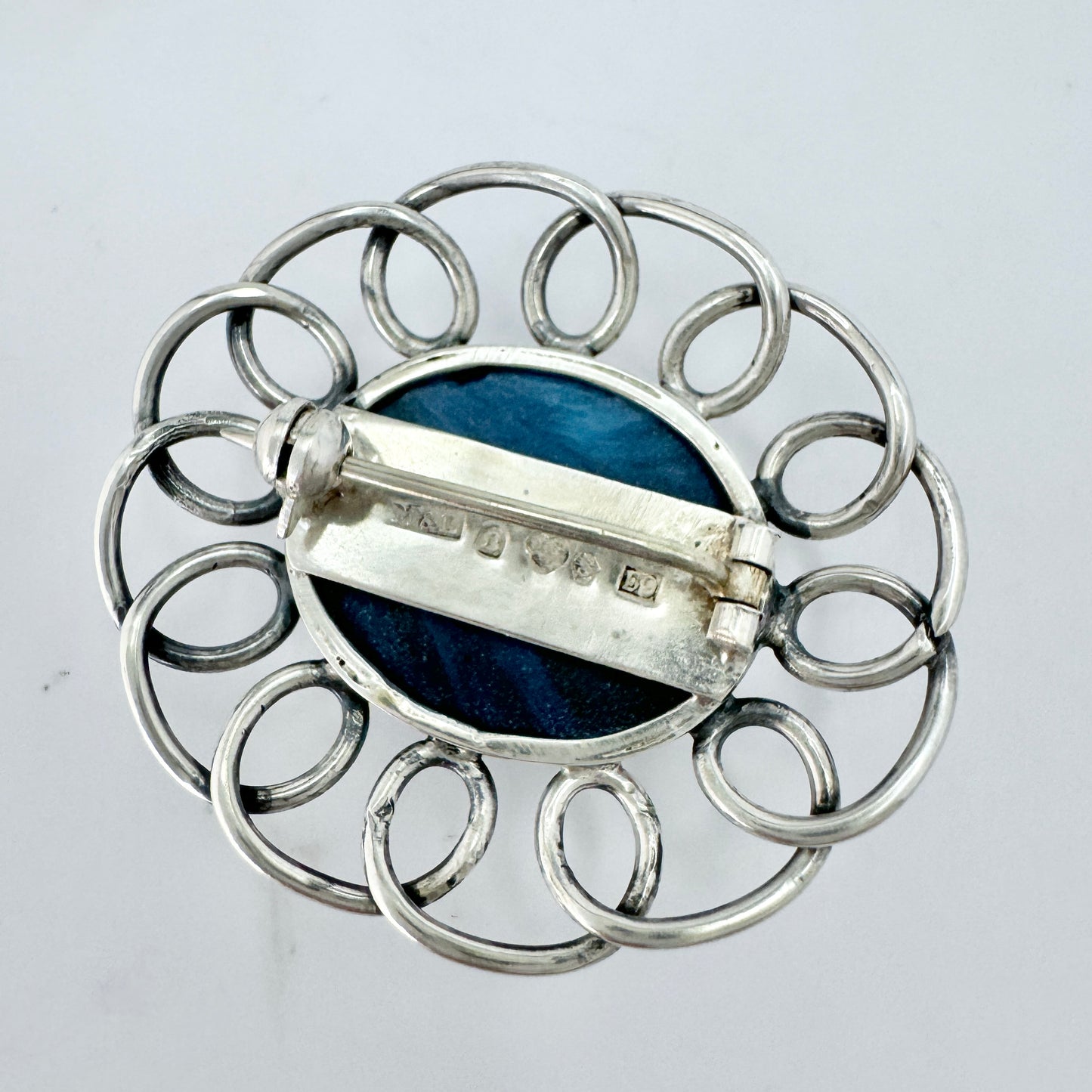 Mossbäck & Lindgren, Sweden 1954. Vintage Sterling Silver Bergslagen-stone Brooch.