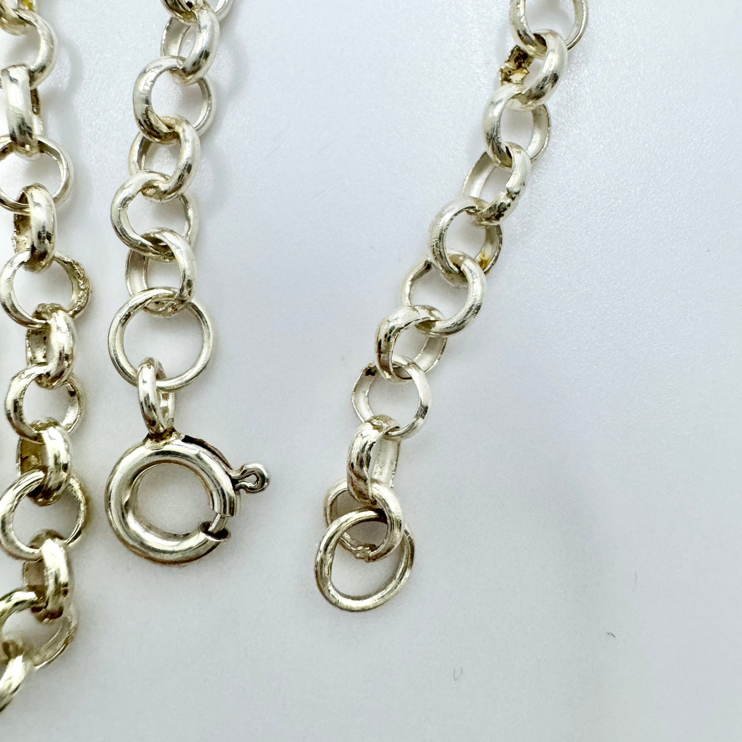 Antique / Vintage Sterling Silver Hand Soldered Belcher Chain Necklace.