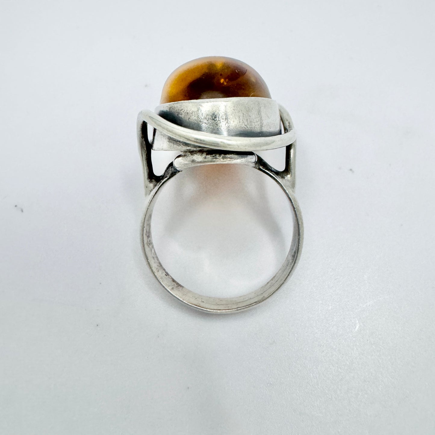 Gdansk, Poland. Vintage Sterling Silver Amber Ring.