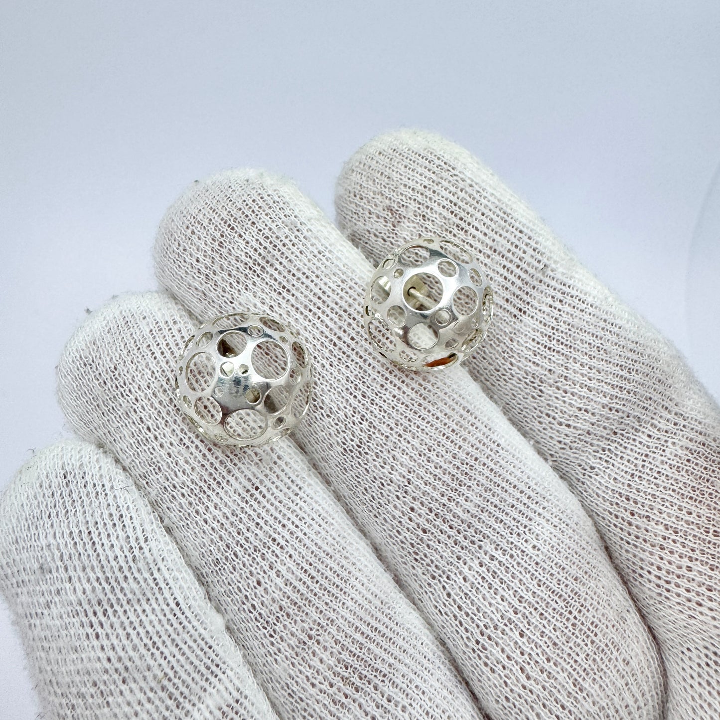 Liisa Vitali for Westerback, Finland early 1970s. Vintage Sterling Silver Earrings.