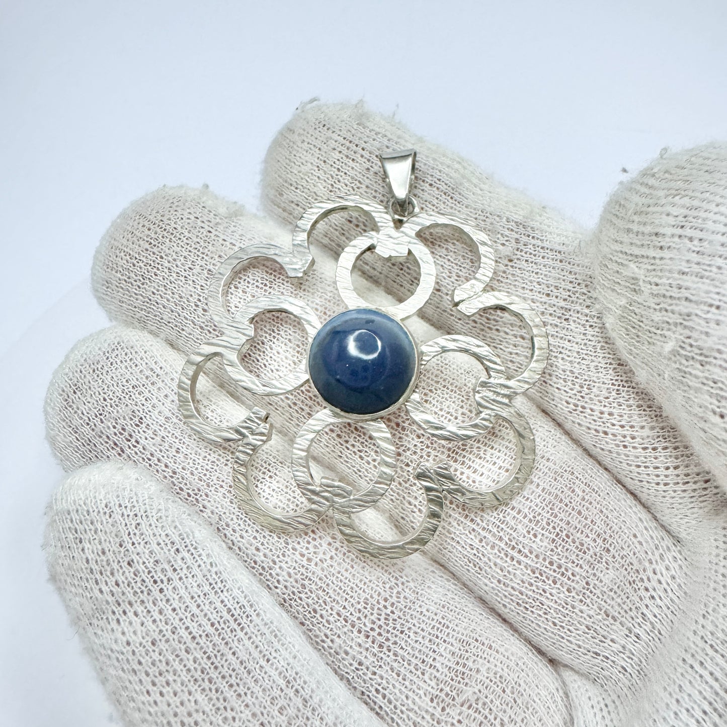 Victor Janson, Sweden year 1970. Vintage Sterling Silver Bergslagen-stone Pendant.