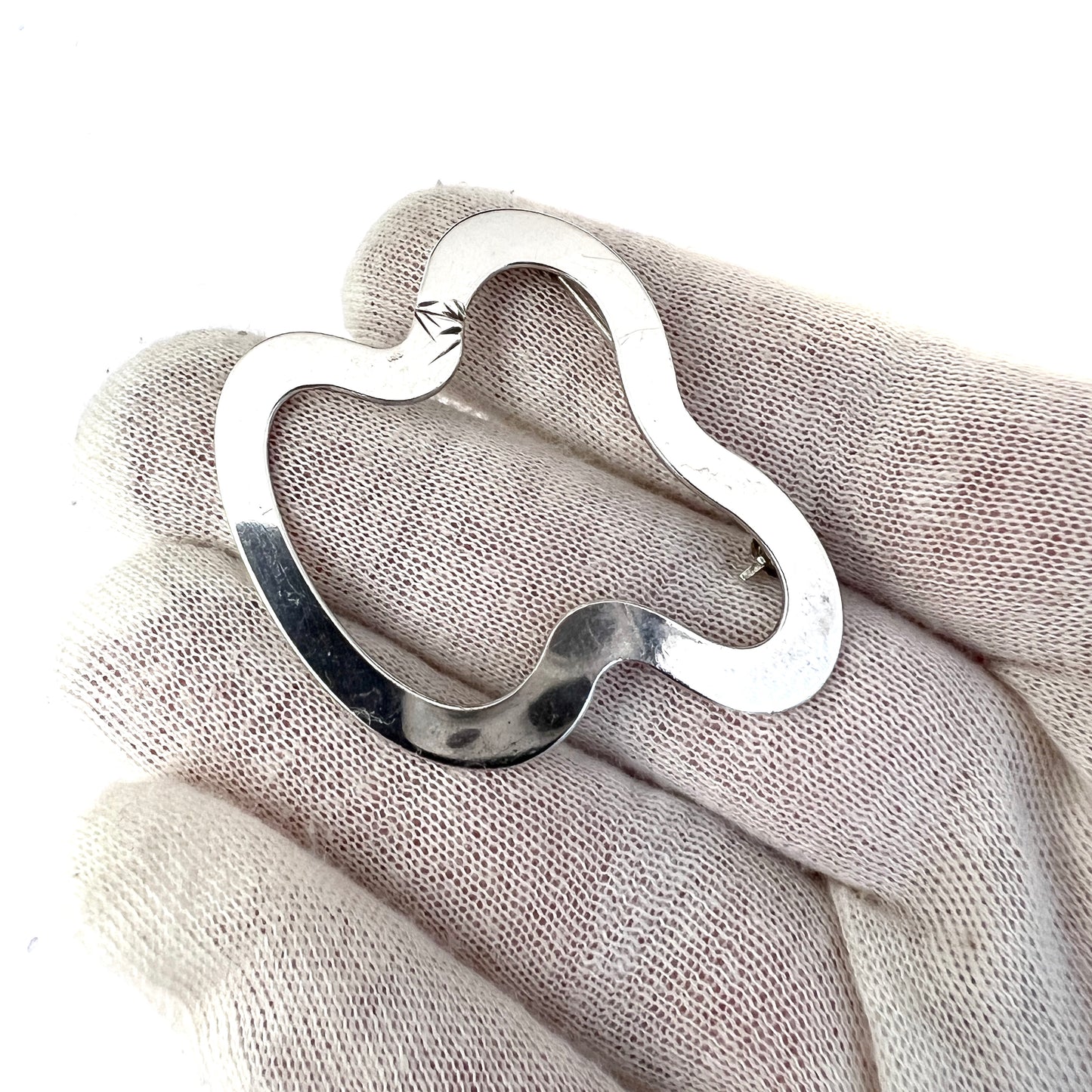 Owe Johansson, Sweden. Vintage Sterling Silver Modernist Brooch. Signed.