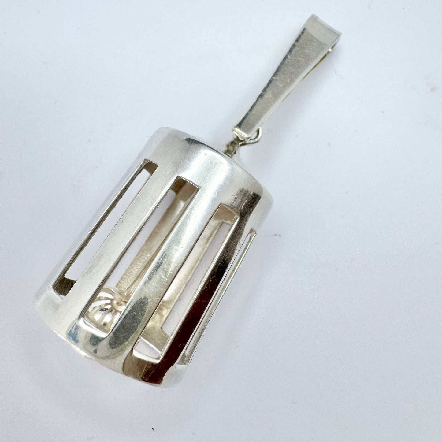 Kaplan, Sweden 1969. Laege Vintage Sterling Silver Bell Pendant.