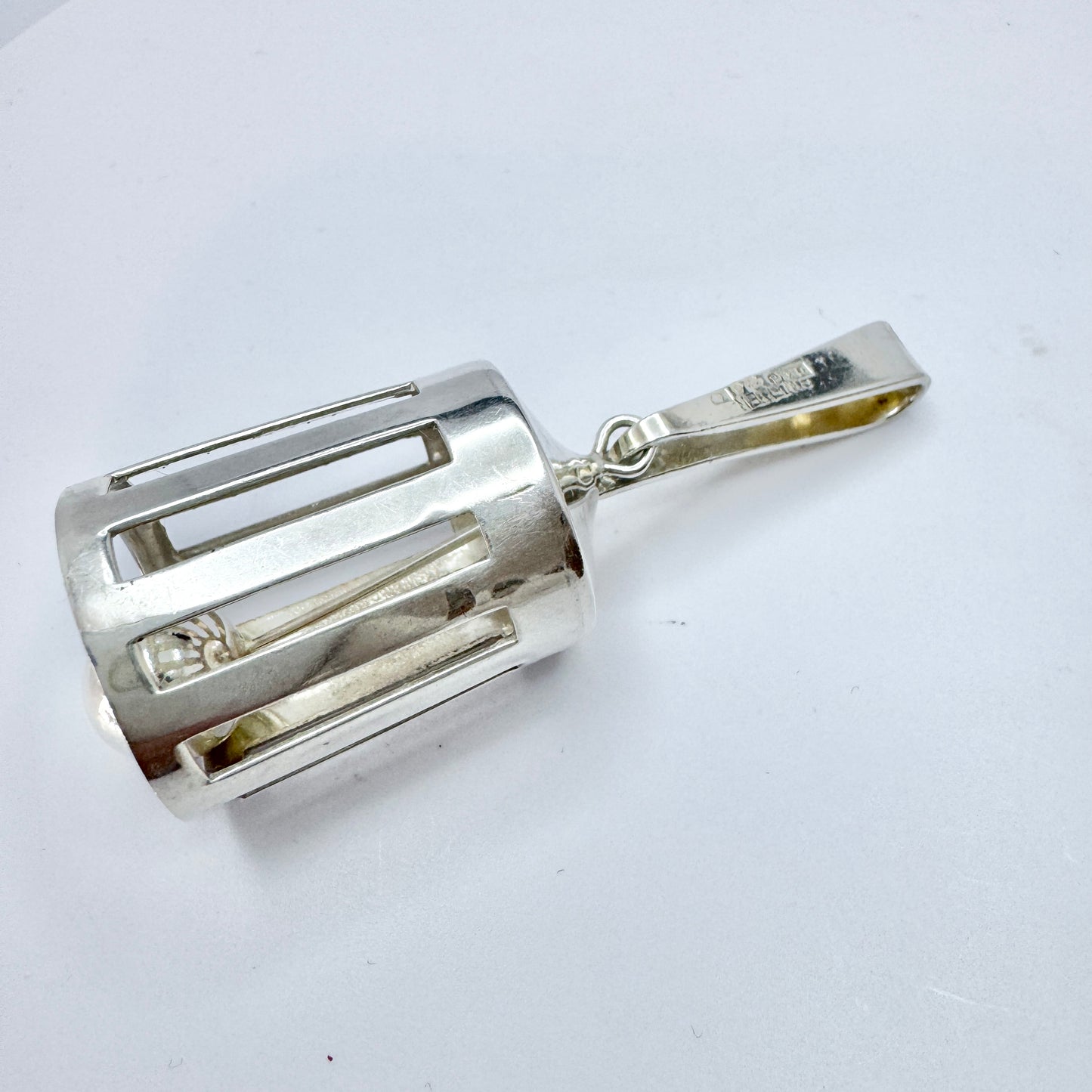 Kaplan, Sweden 1969. Laege Vintage Sterling Silver Bell Pendant.