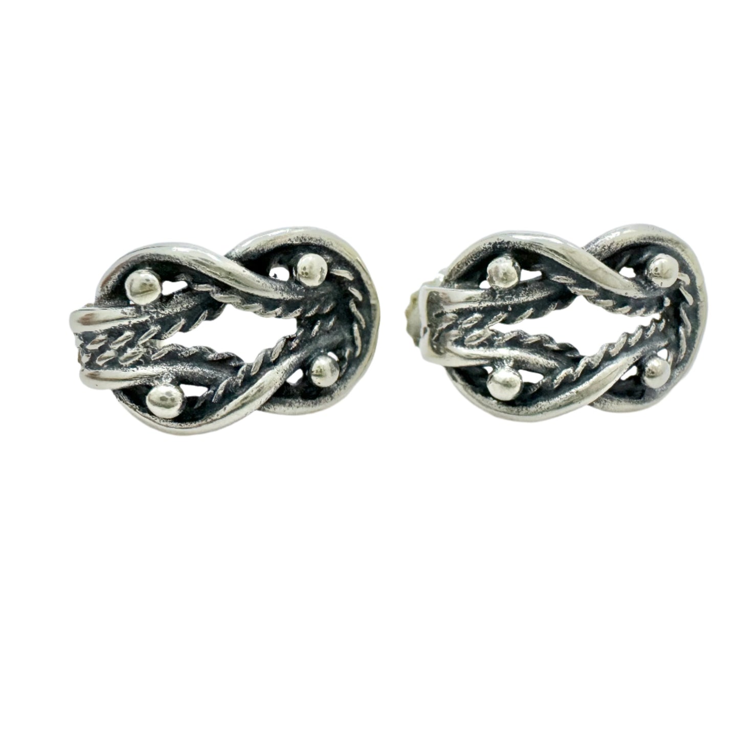 Iduna, Sweden. Vintage Sterling Silver Viking Copy Love Knot Stud Earrings.