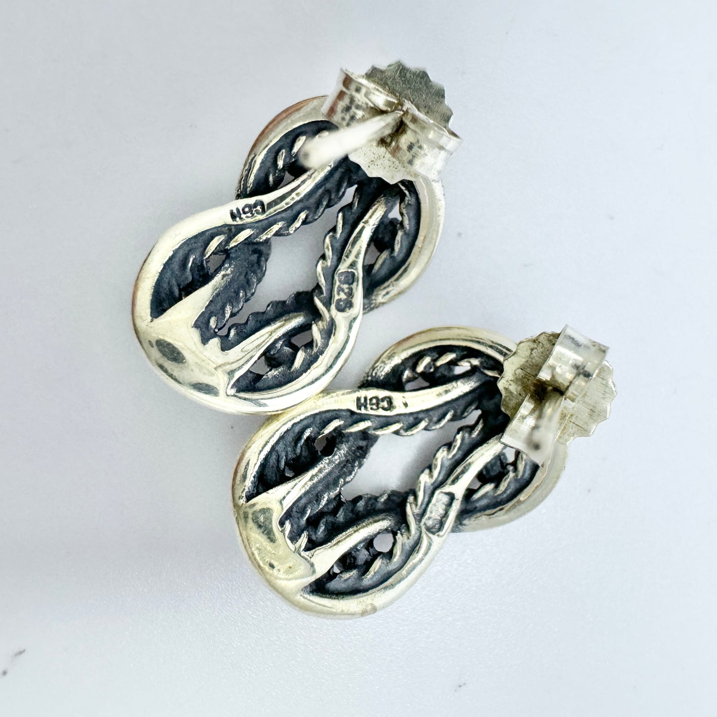 Iduna, Sweden. Vintage Sterling Silver Viking Copy Love Knot Stud Earrings.