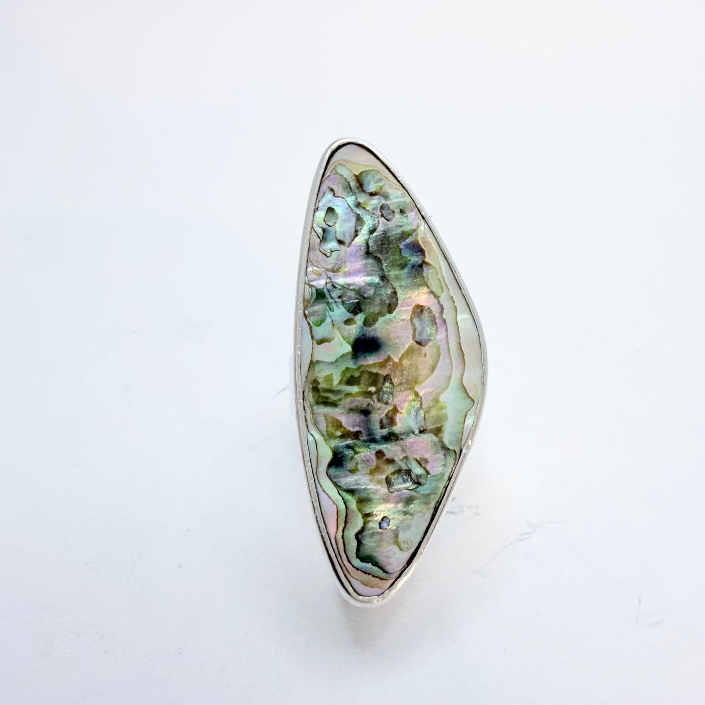 Arne Johansen Denmark Bold Vintage 1960s Sterling Silver Abalone Ring