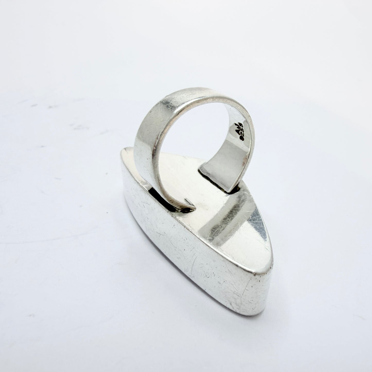 Arne Johansen Denmark Bold Vintage 1960s Sterling Silver Abalone Ring