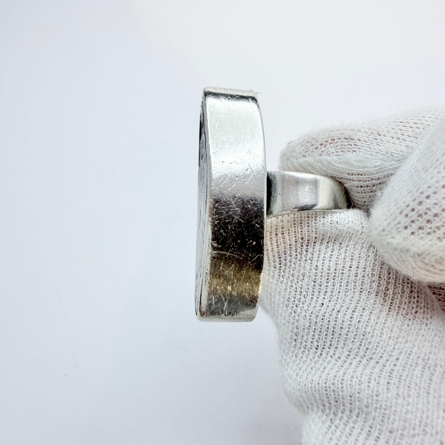 Arne Johansen Denmark Bold Vintage 1960s Sterling Silver Abalone Ring